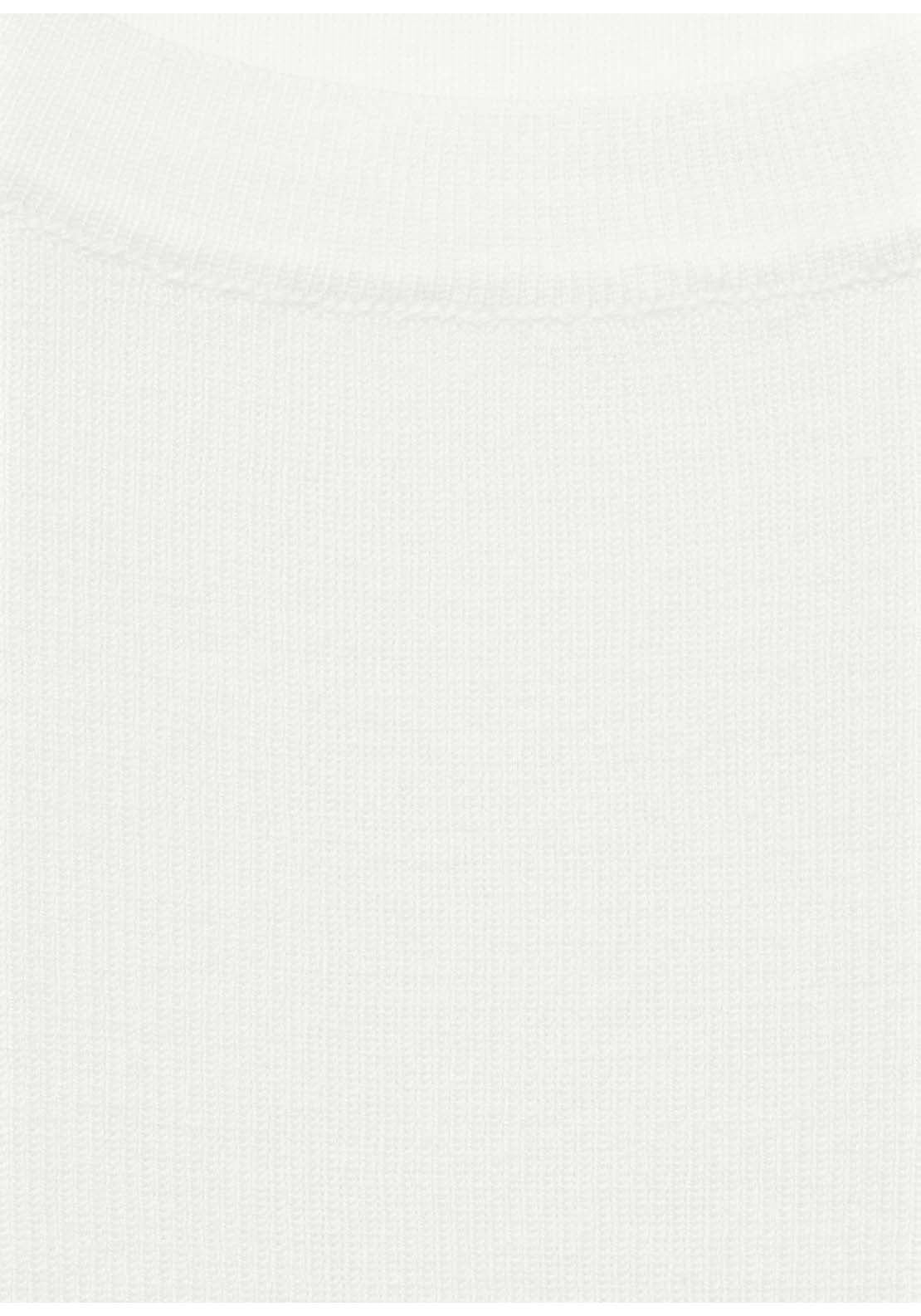 Short-Sleeved Knitted Cotton Sweater - White