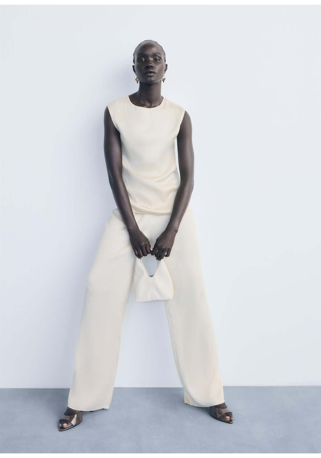 Mango Trousers Plis - Beige 4 Shaws Department Stores