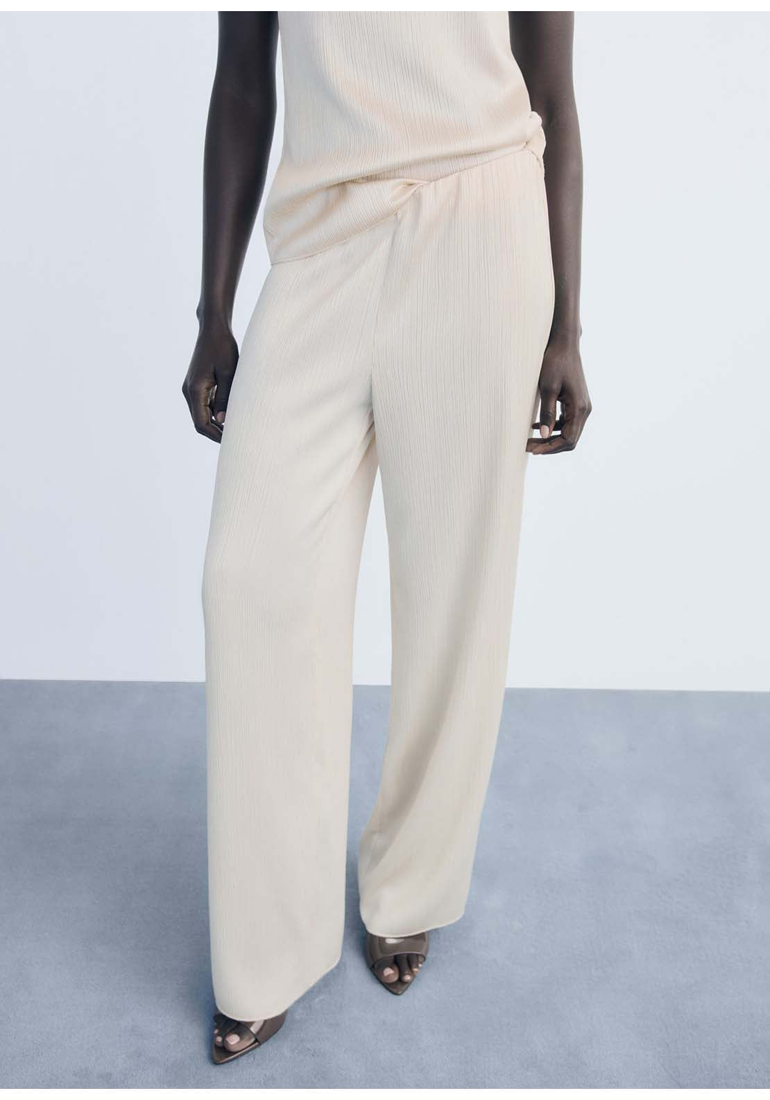 Mango Trousers Plis - Beige 1 Shaws Department Stores
