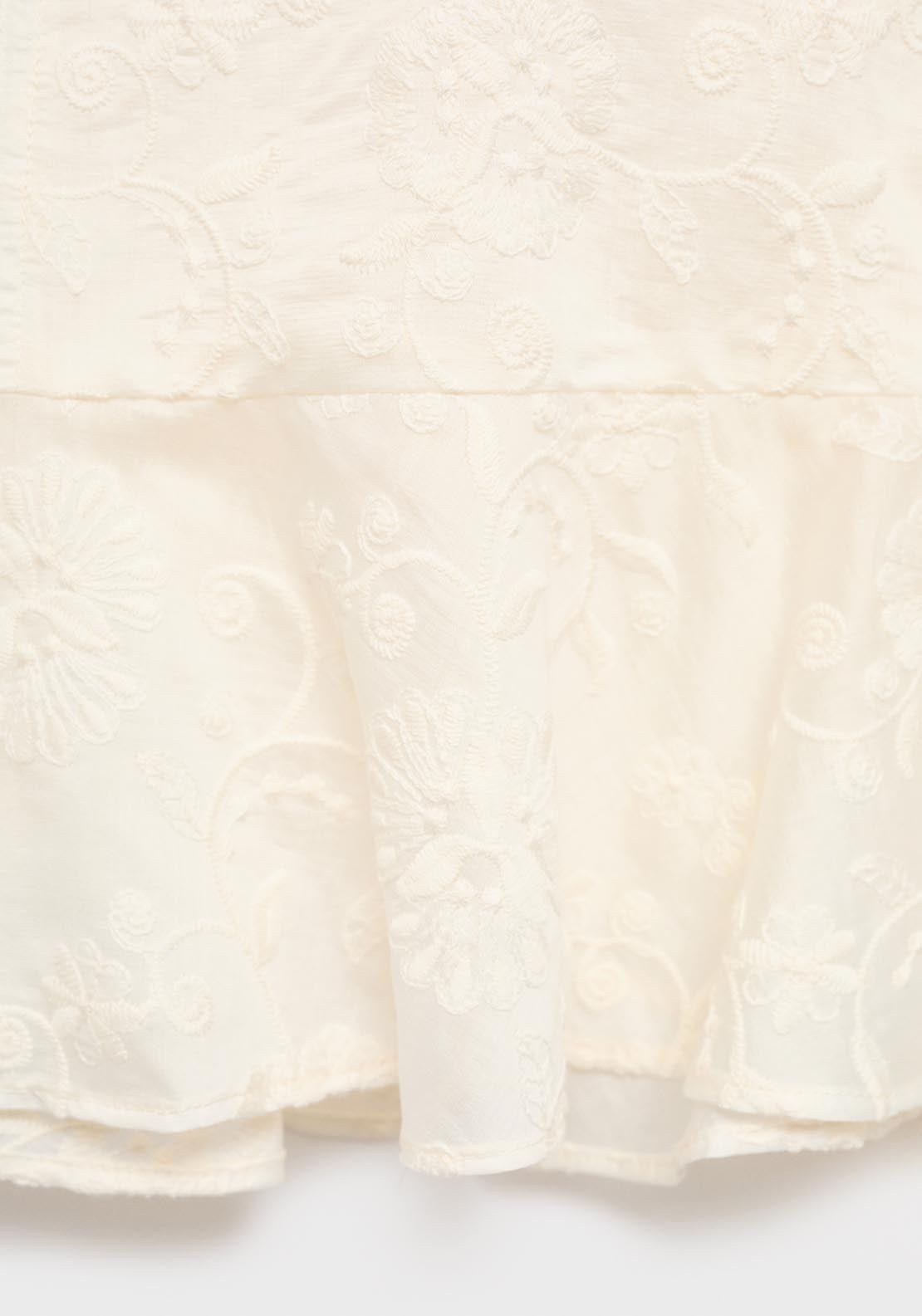 Mango Embroidered Lyocell Blouse - Beige 7 Shaws Department Stores