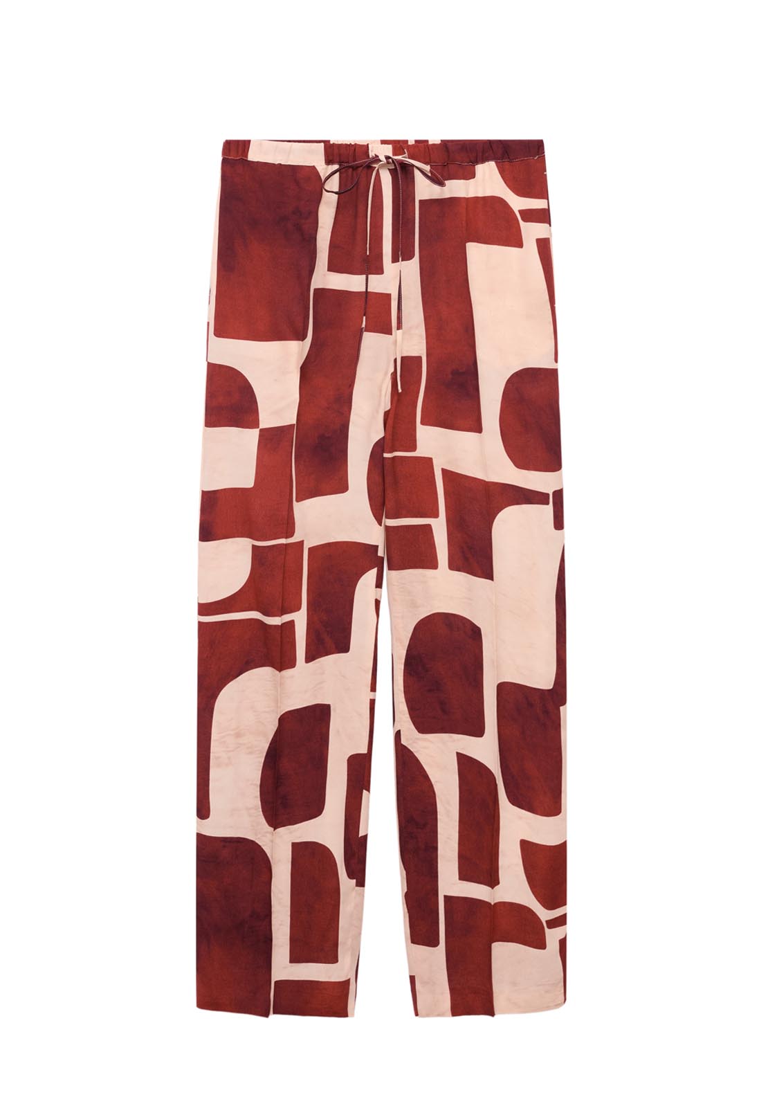 Mango Fluid Trousers With Geometric Pattern - Beige 7 Shaws Department Stores