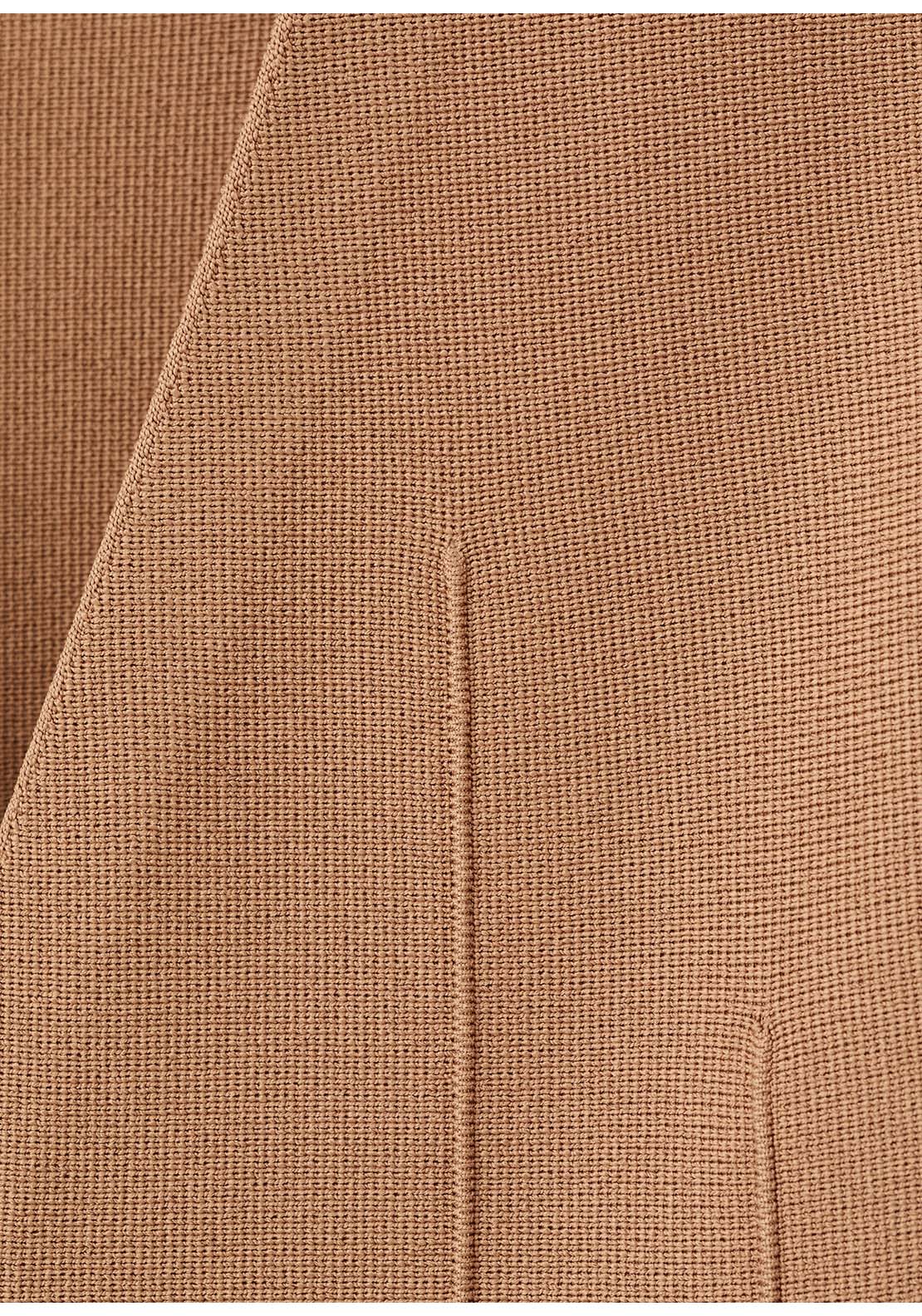 Fitted Buttoned Knit Jacket - Brown