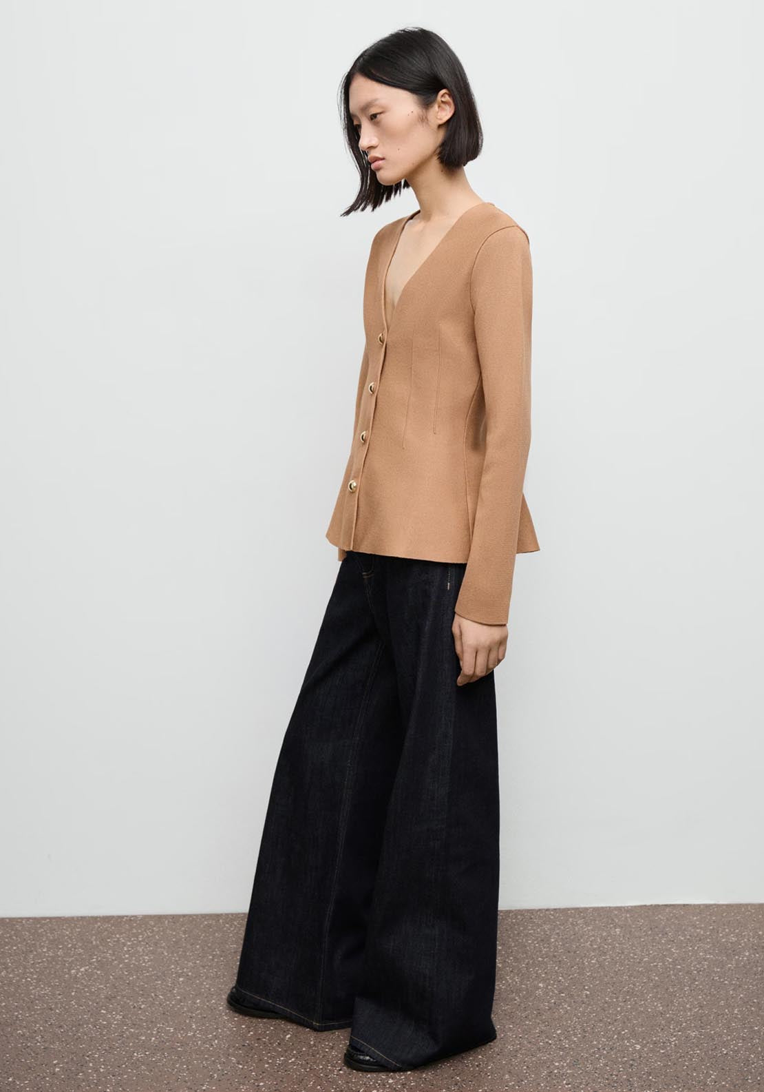 Mango Fitted Buttoned Knit Jacket - Brown 3 Shaws Department Stores