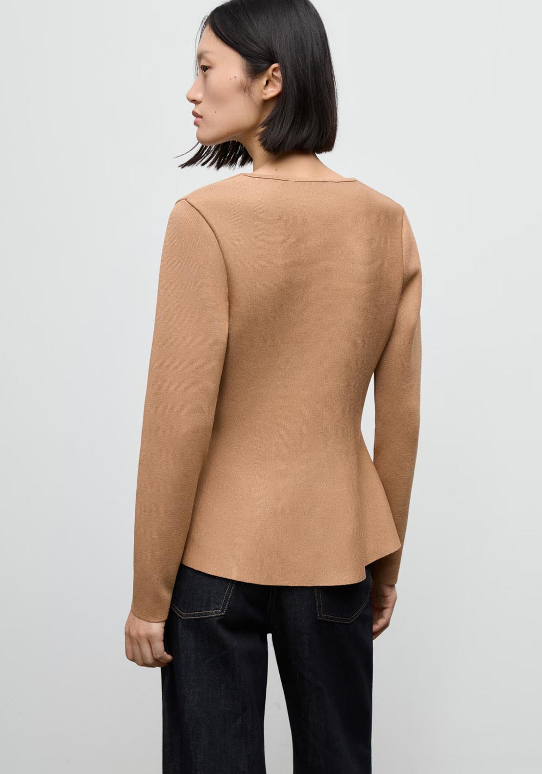 Mango Fitted Buttoned Knit Jacket - Brown 2 Shaws Department Stores