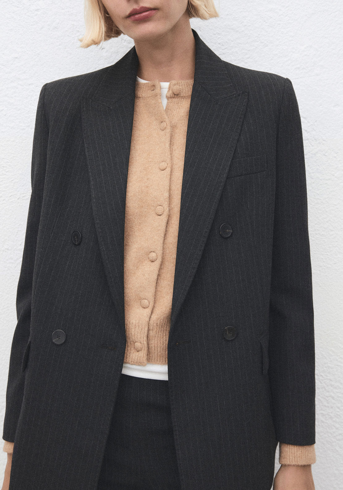 Knitted Button Cardigan - Brown