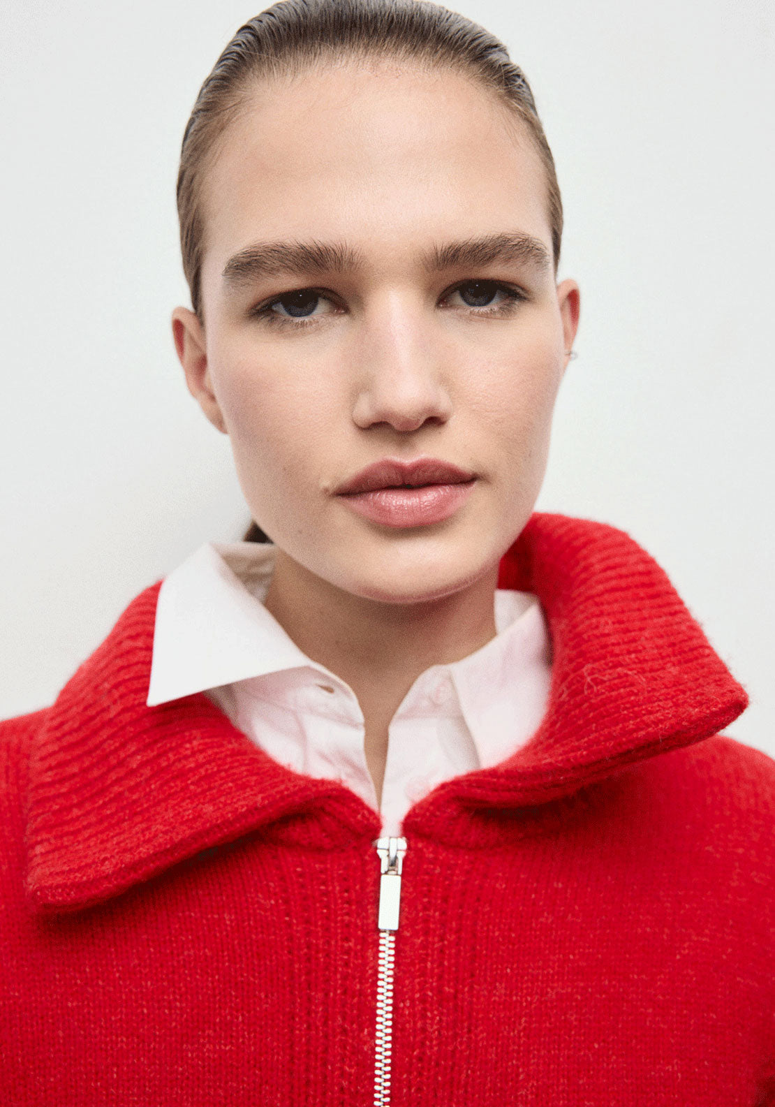 Zip Cardigan - Red