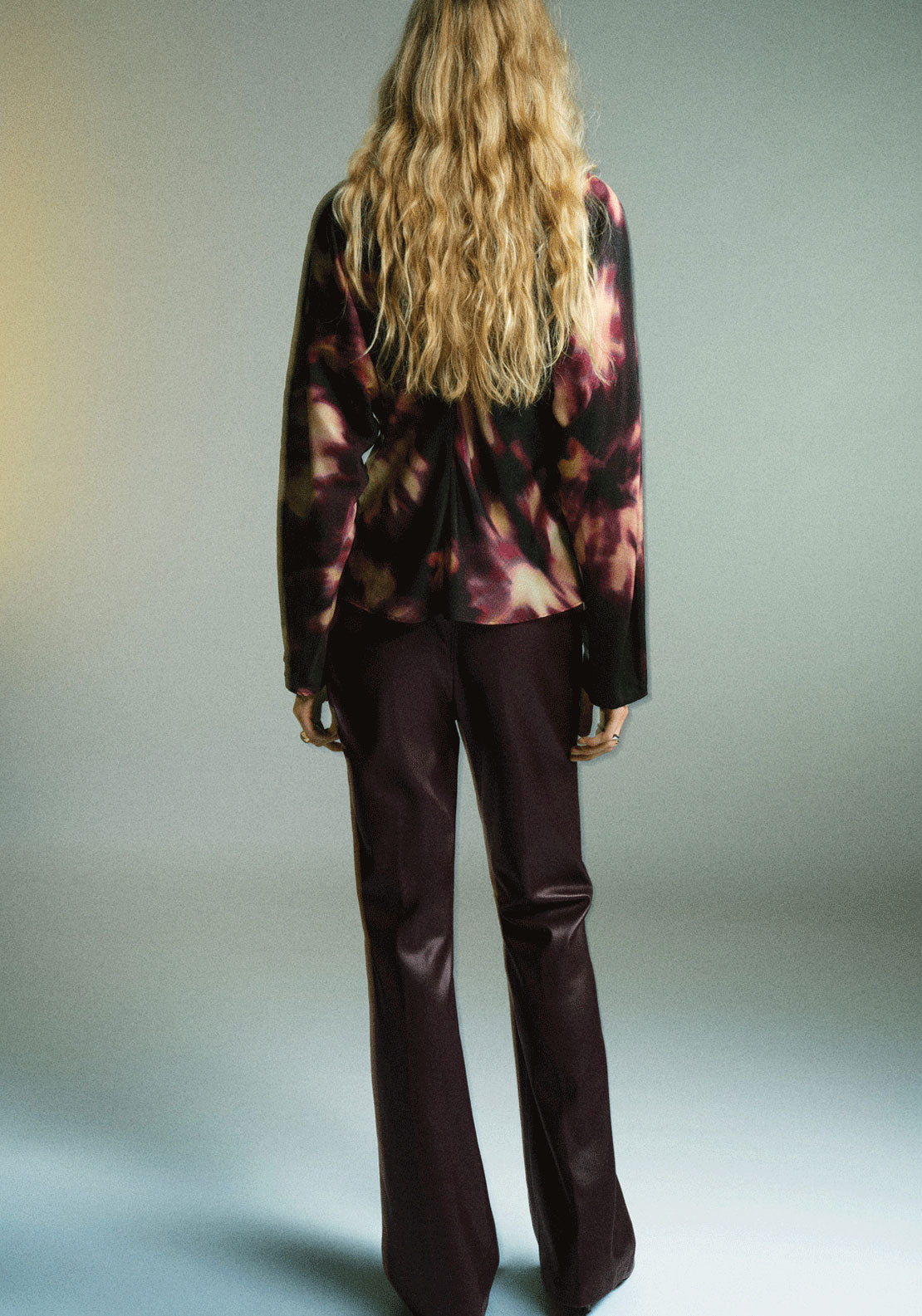 Tie Dye Design Blouse - Burgundy