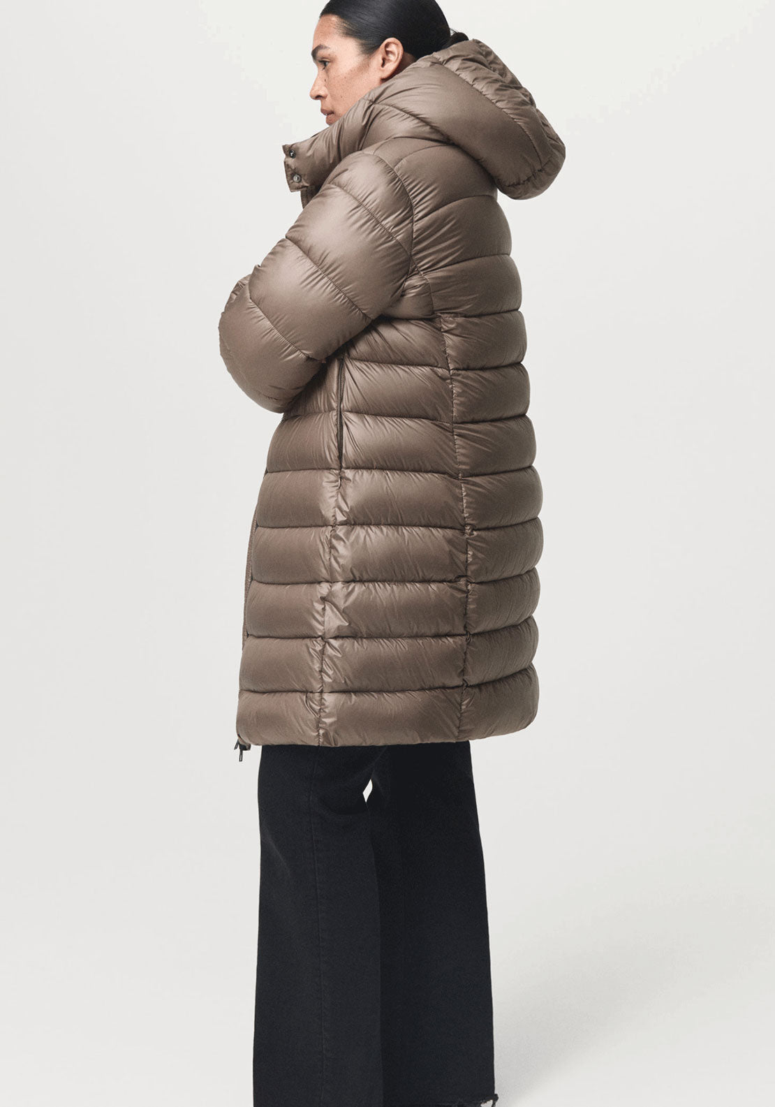 Hood Puffer Coat - Brown