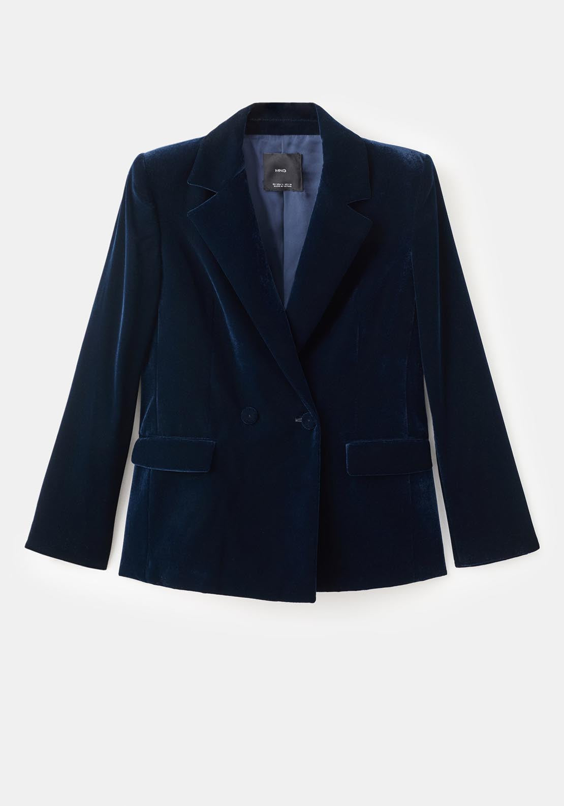Mango Velvet Blazer - Blue 9 Shaws Department Stores