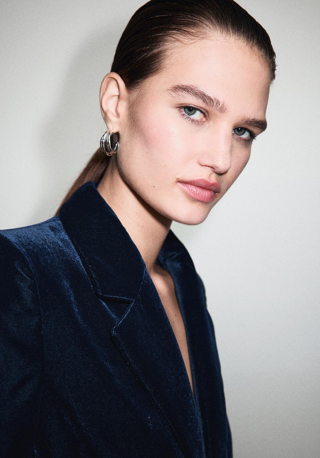 Mango Velvet Blazer - Blue 6 Shaws Department Stores