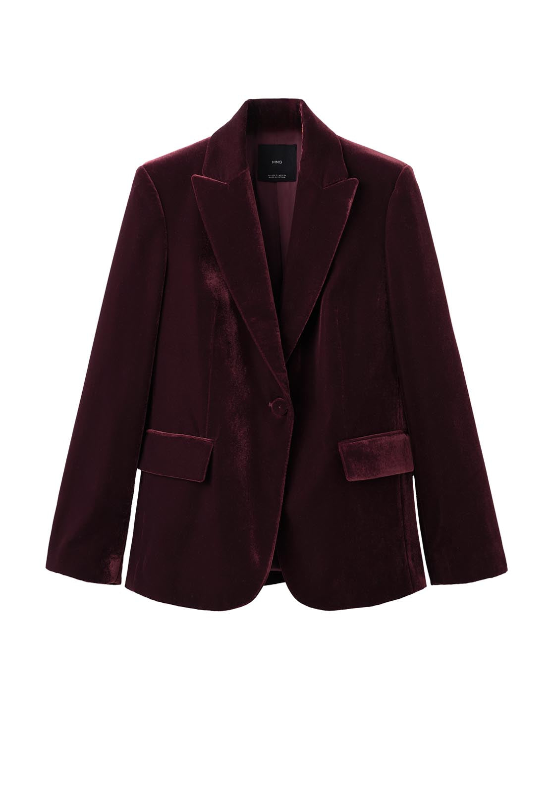 Mango Structured Velvet Blazer - Burgundy 8 Shaws Department Stores