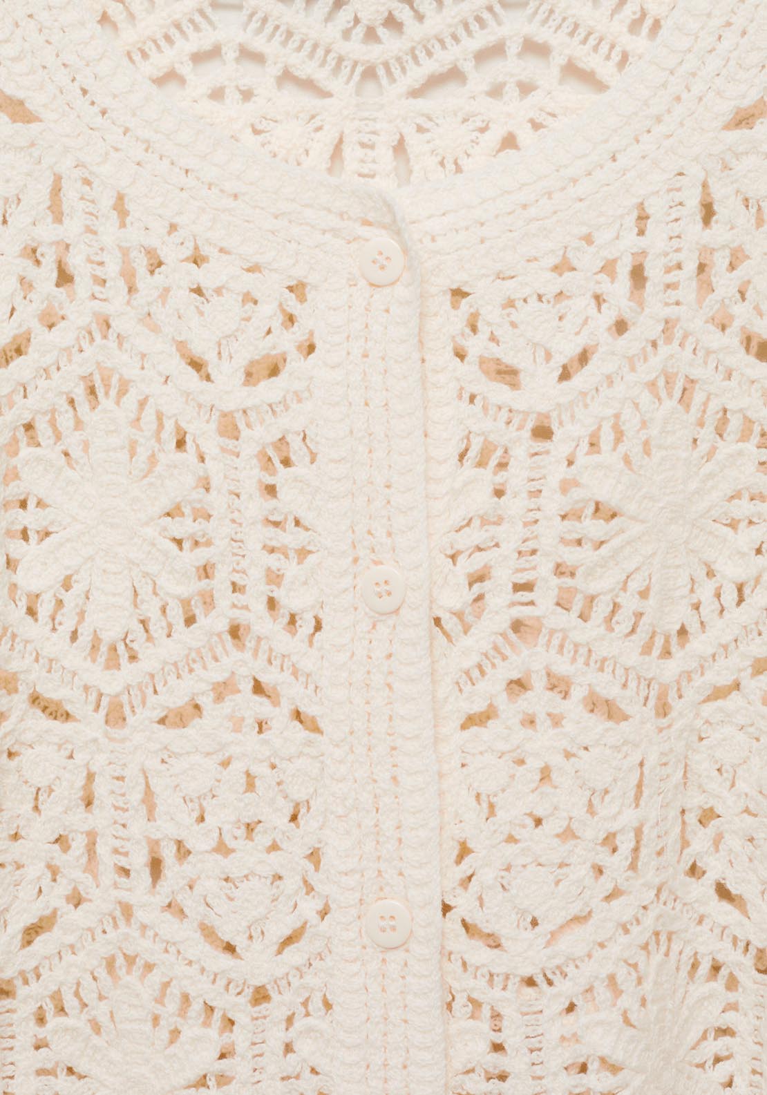 Mango Crochet Knitted Cardigan - Light Beige 5 Shaws Department Stores