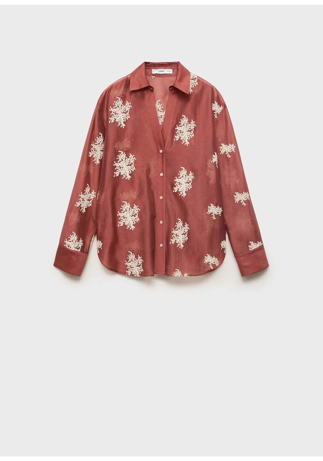 Embroidered Lyocell Shirt - Orange