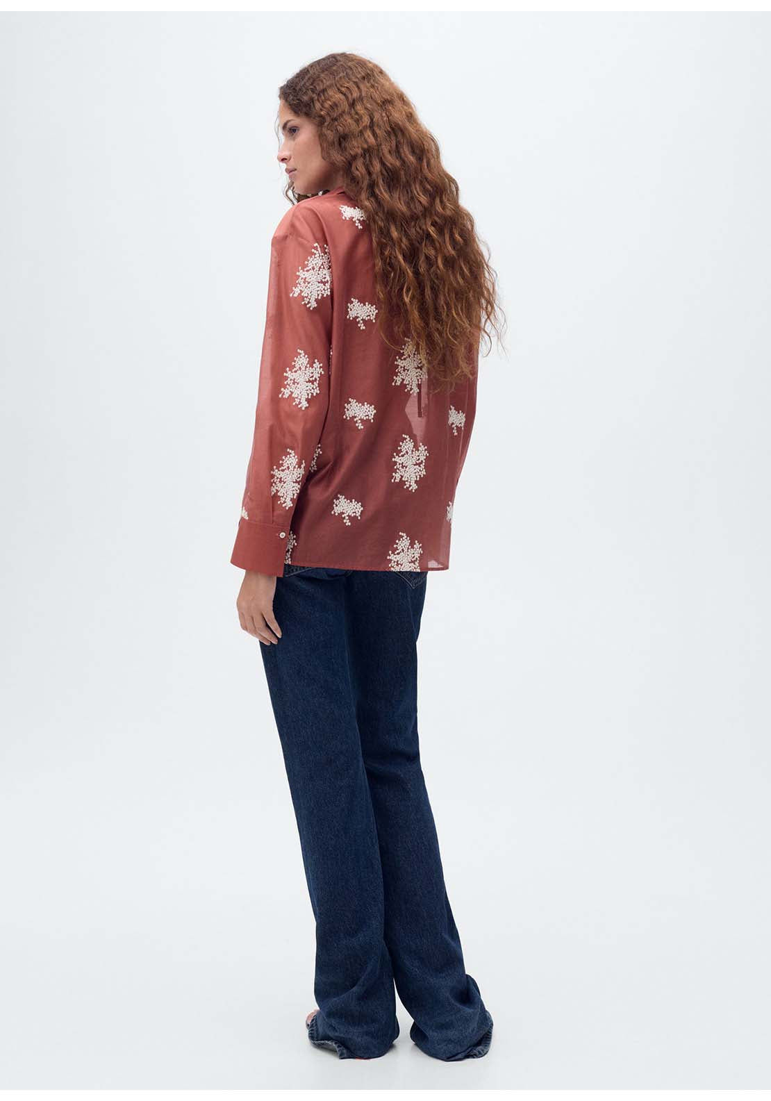 Embroidered Lyocell Shirt - Orange