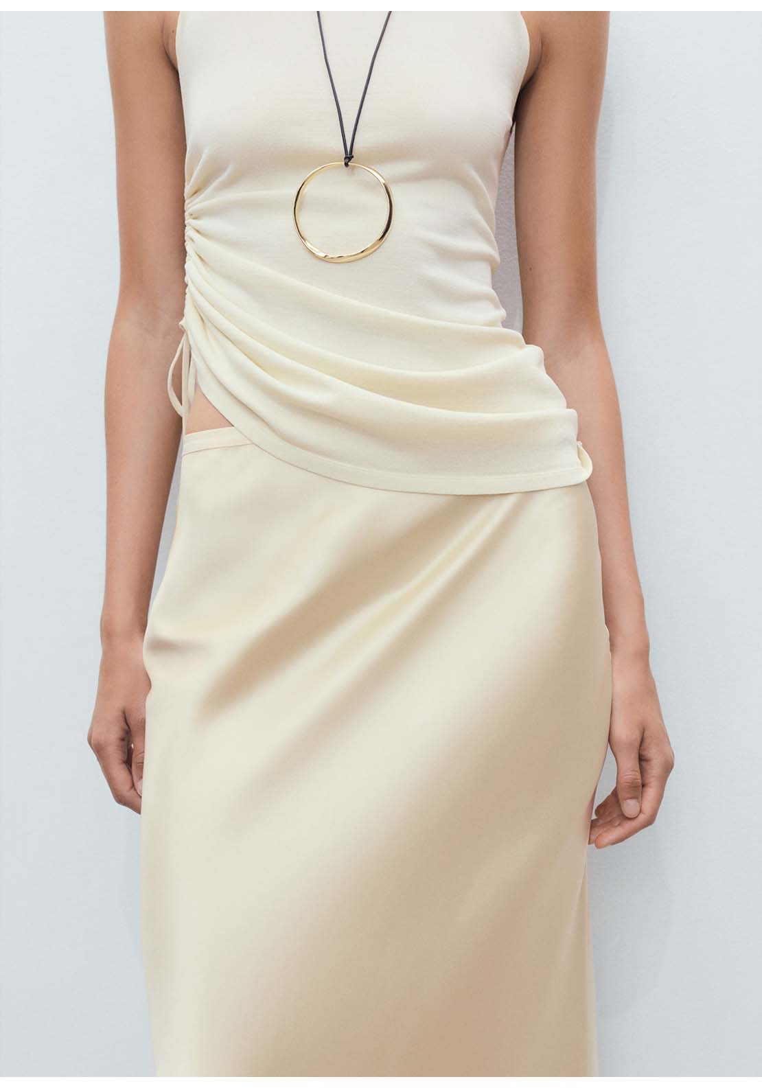 Midi Satin Skirt - Yellow