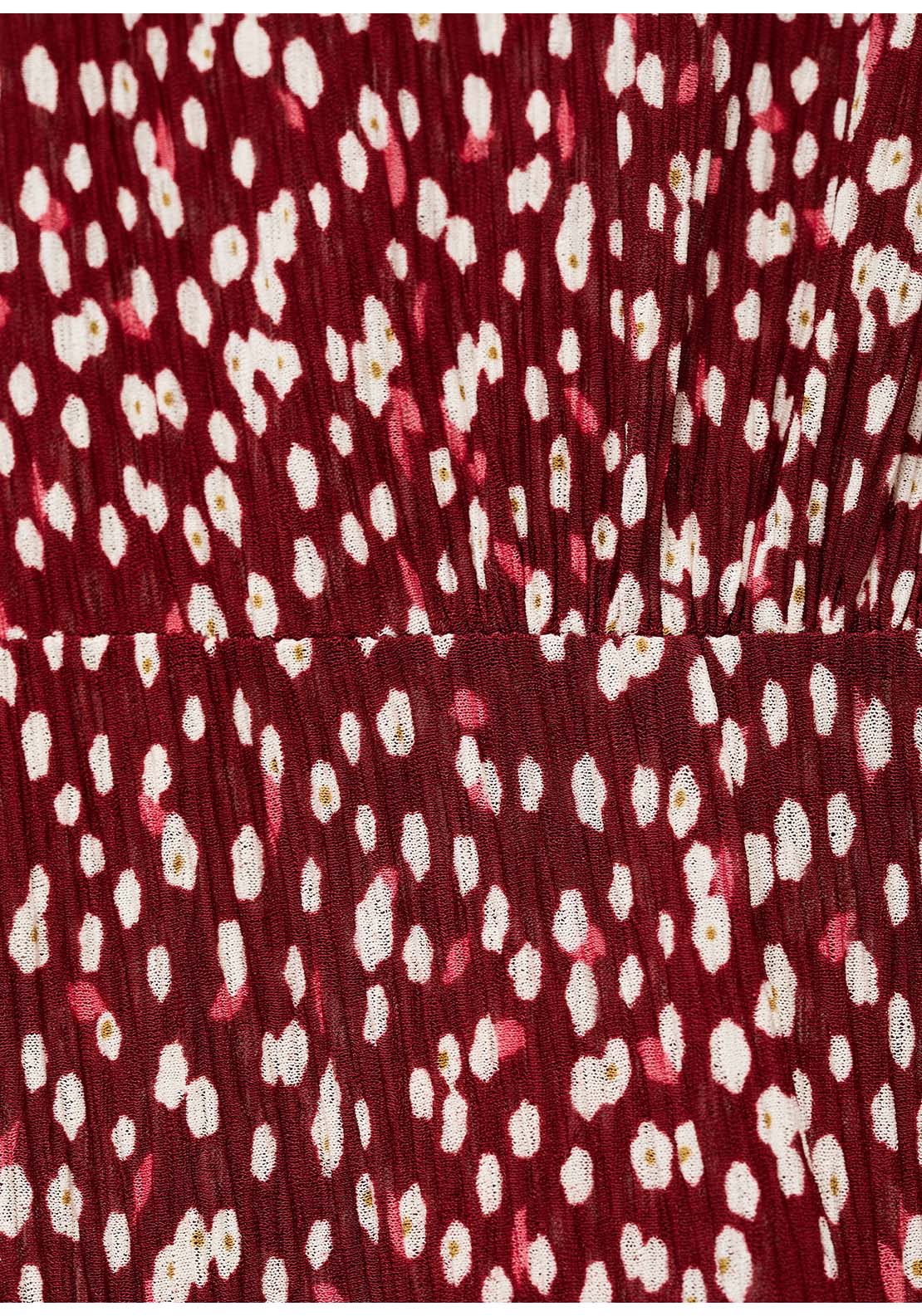 Long Floral Dress With Opening - Red