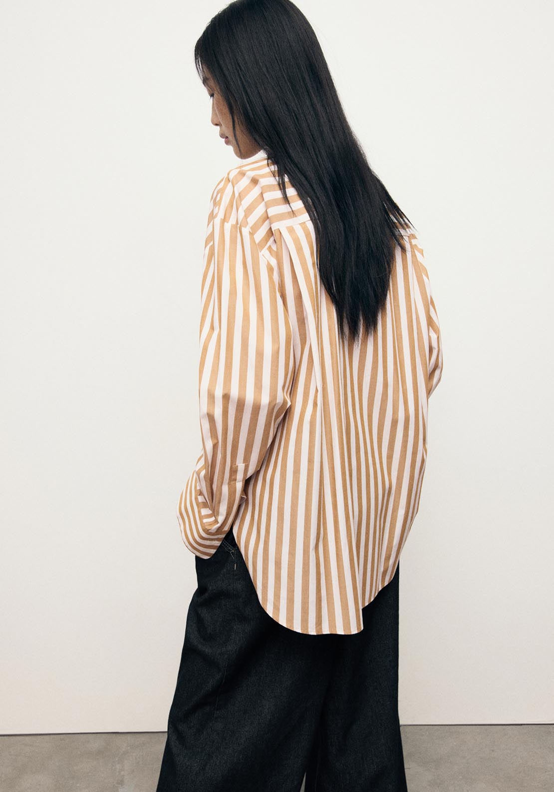 Mango Oversize Striped Shirt - Cream 2 Shaws Department Stores