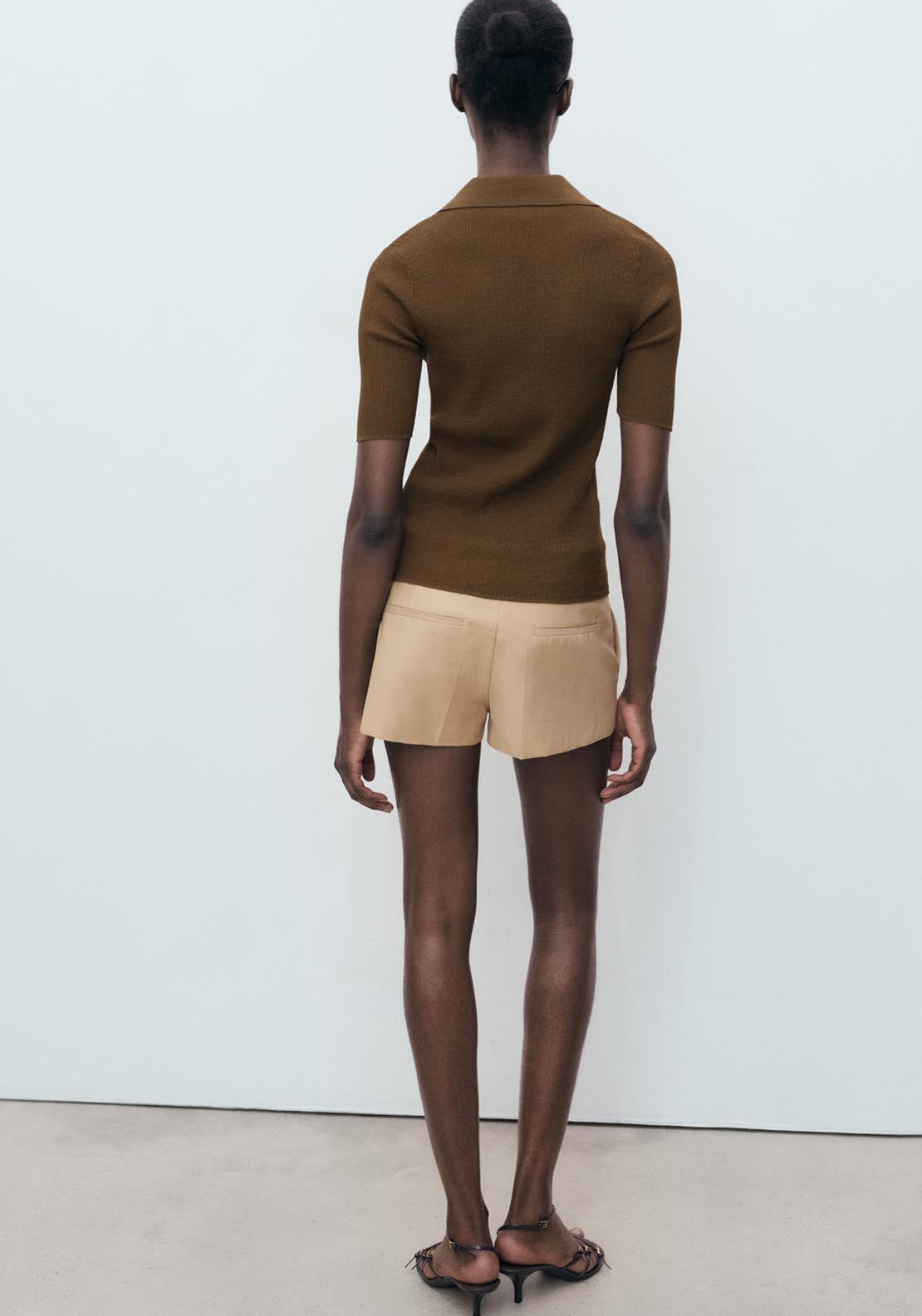 Mango Ribbed Polo Neck Sweater - Brown 2 Shaws Department Stores
