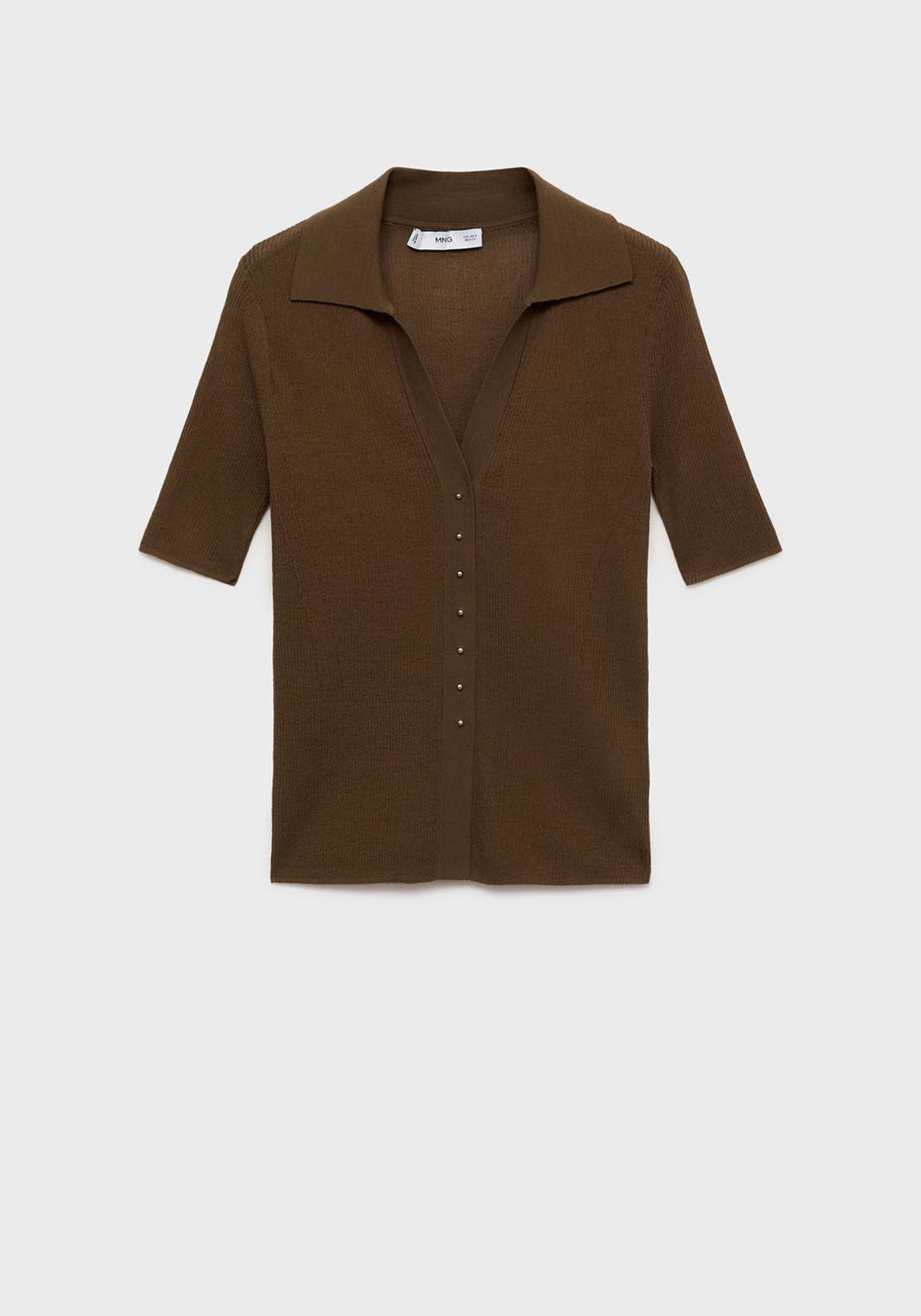 Mango Ribbed Polo Neck Sweater - Brown 5 Shaws Department Stores
