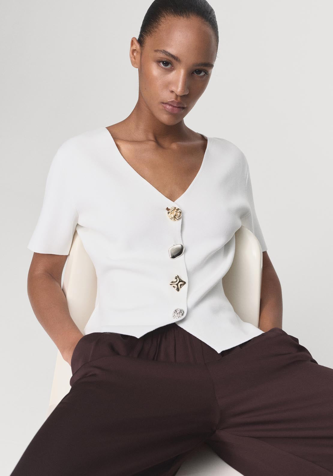 Mango Fine Knit Boat Neck Sweater - White 1 Shaws Department Stores
