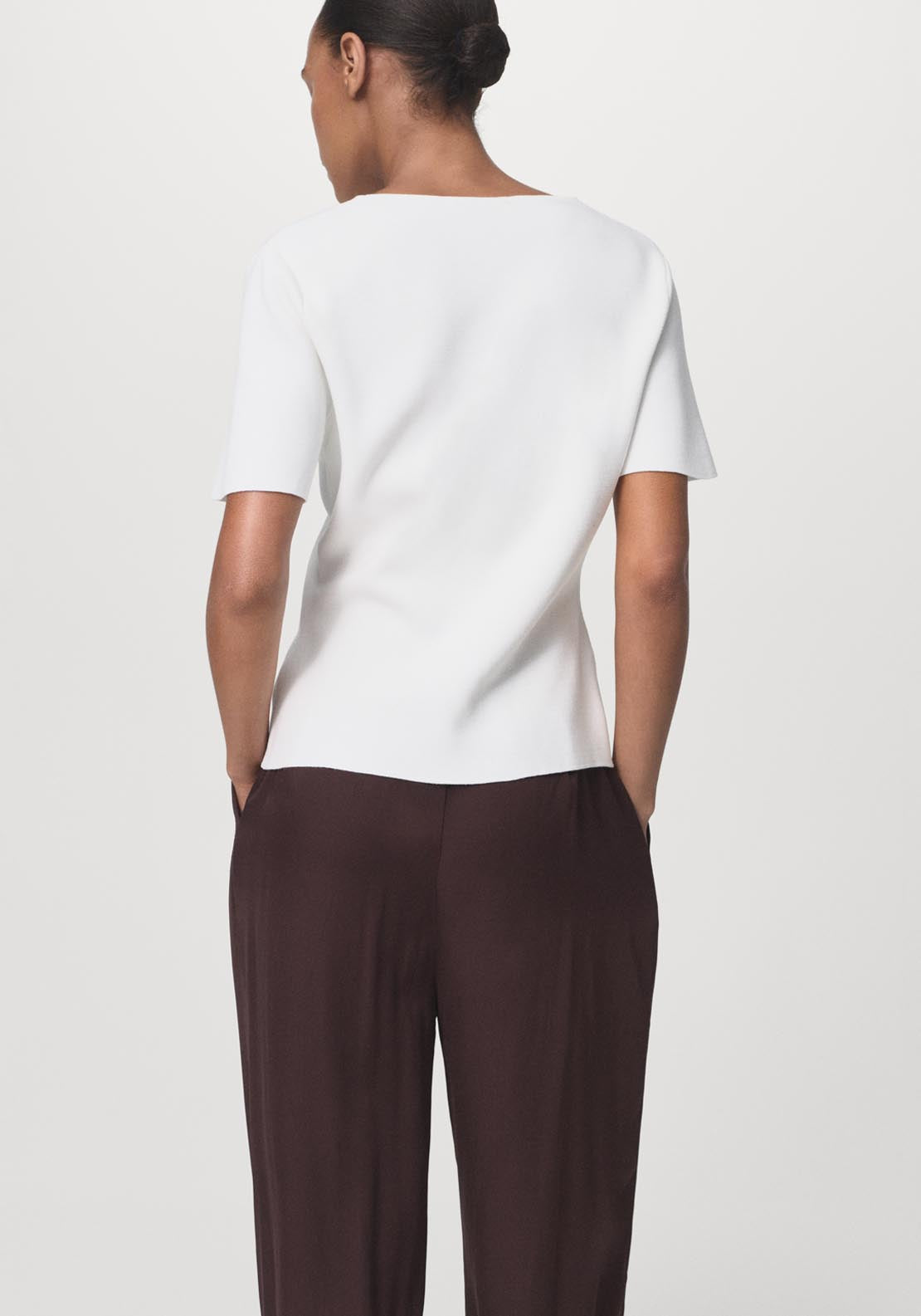 Mango Fine Knit Boat Neck Sweater - White 2 Shaws Department Stores