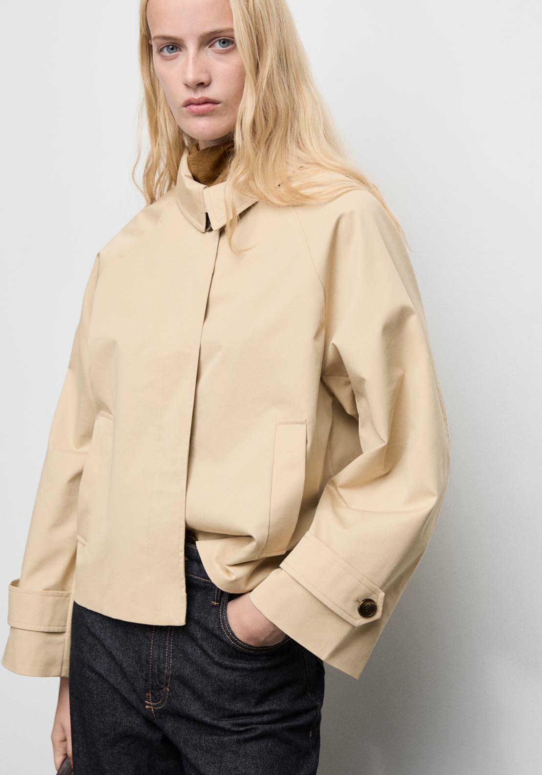 Mango Short Oversized Trench Coat With Epaulettes - Beige 1 Shaws Department Stores