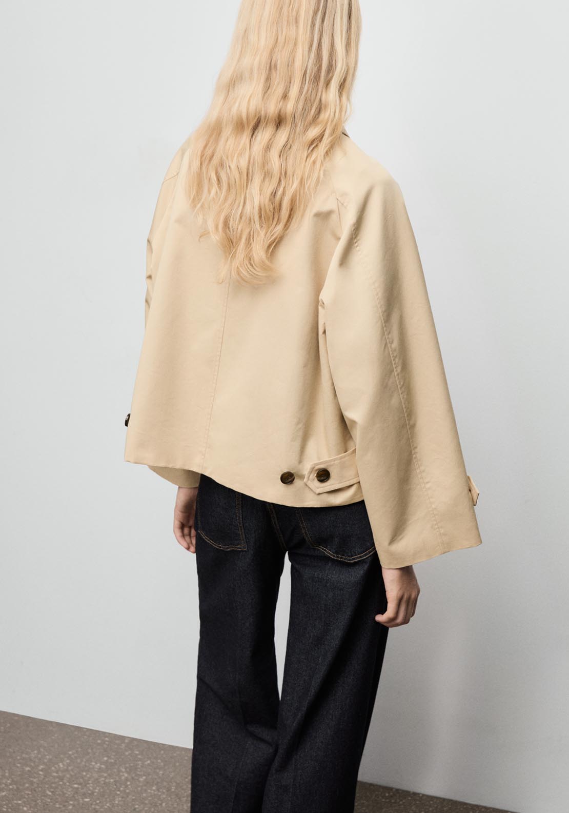 Mango Short Oversized Trench Coat With Epaulettes - Beige 2 Shaws Department Stores