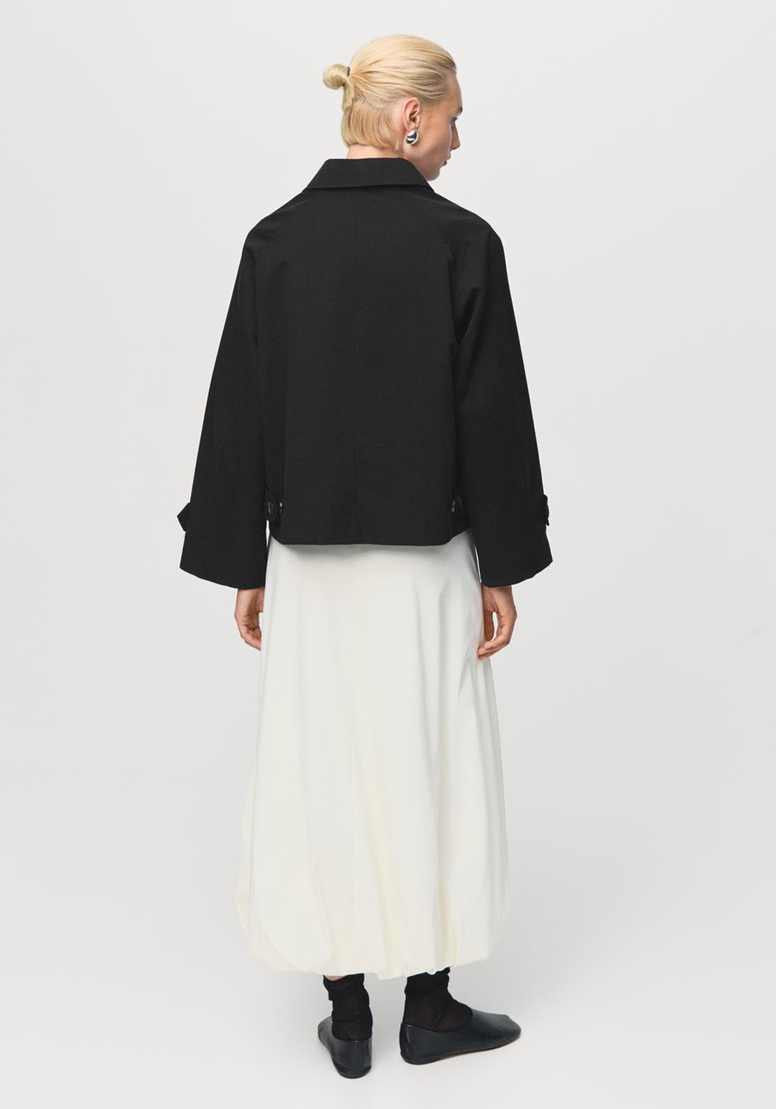Mango Short Oversized Trench Coat With Epaulettes - Black 2 Shaws Department Stores