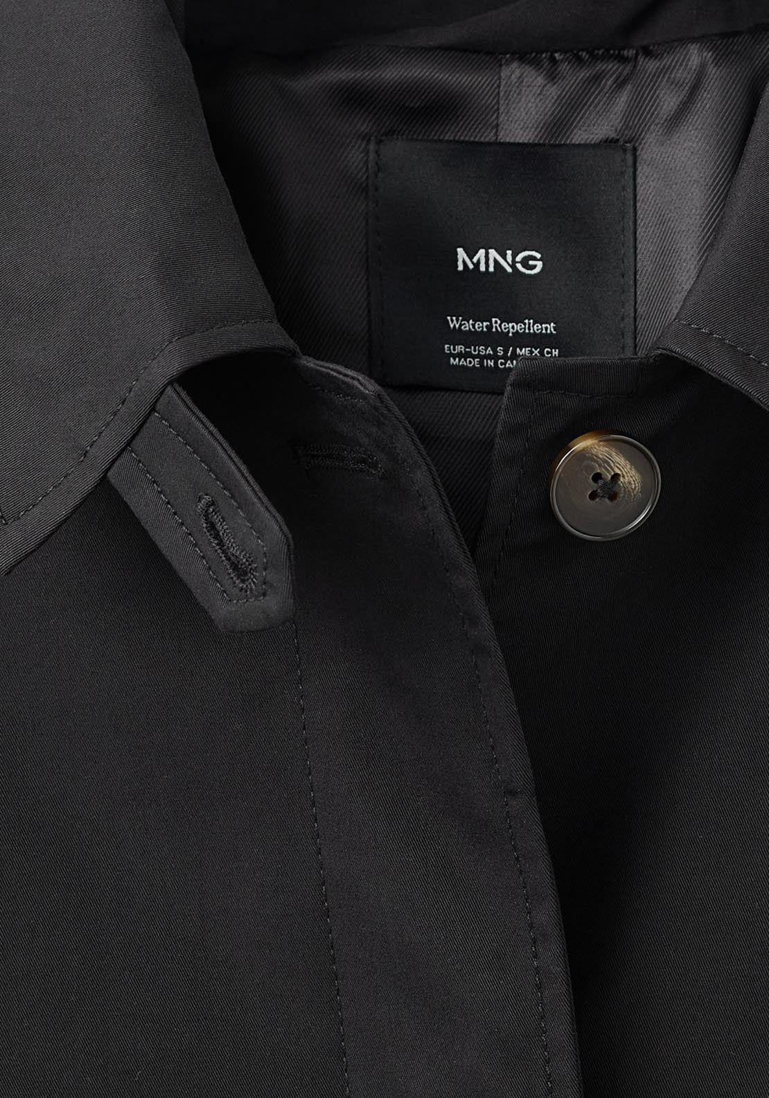 Mango Short Oversized Trench Coat With Epaulettes - Black 5 Shaws Department Stores