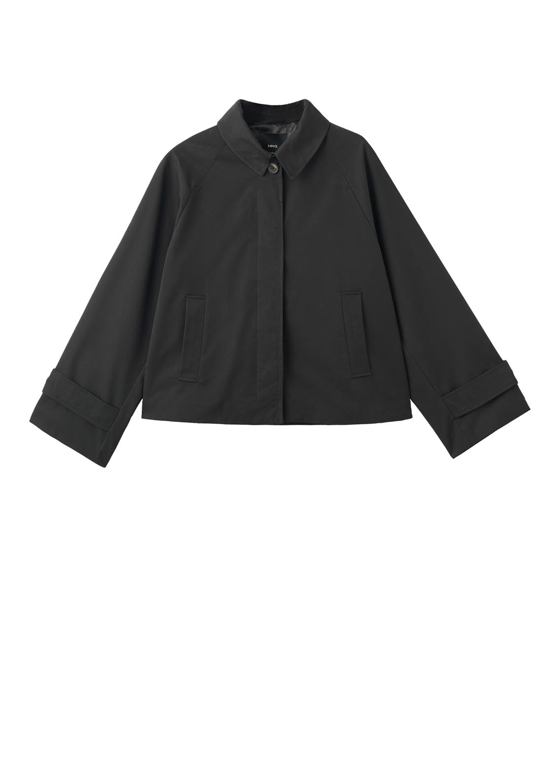 Mango Short Oversized Trench Coat With Epaulettes - Black 7 Shaws Department Stores