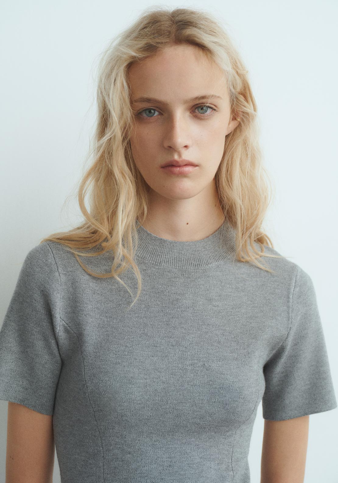 Mango Fine Knit Flared Dress - Grey 4 Shaws Department Stores