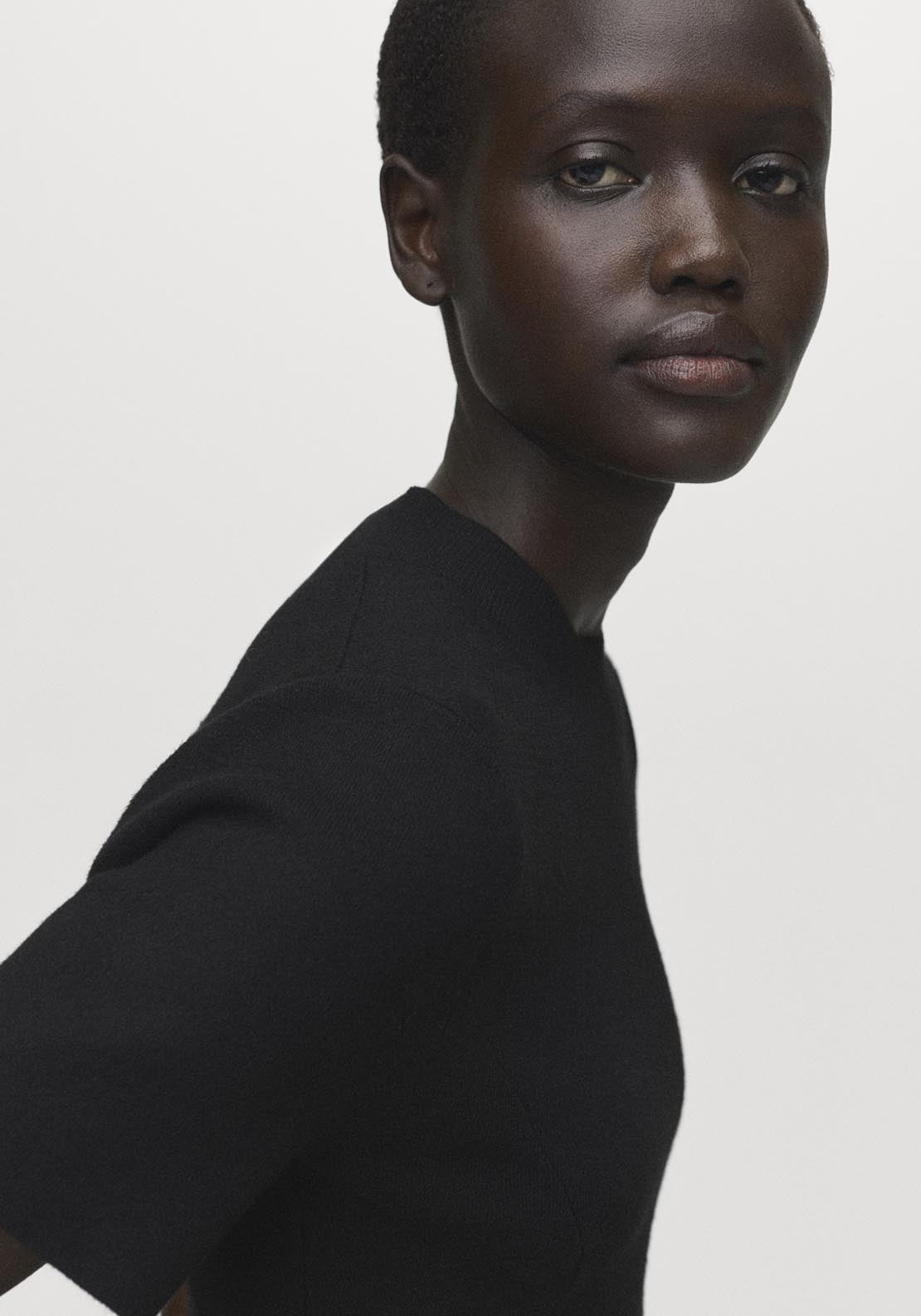 Mango Fine Knit Flared Dress - Black 4 Shaws Department Stores