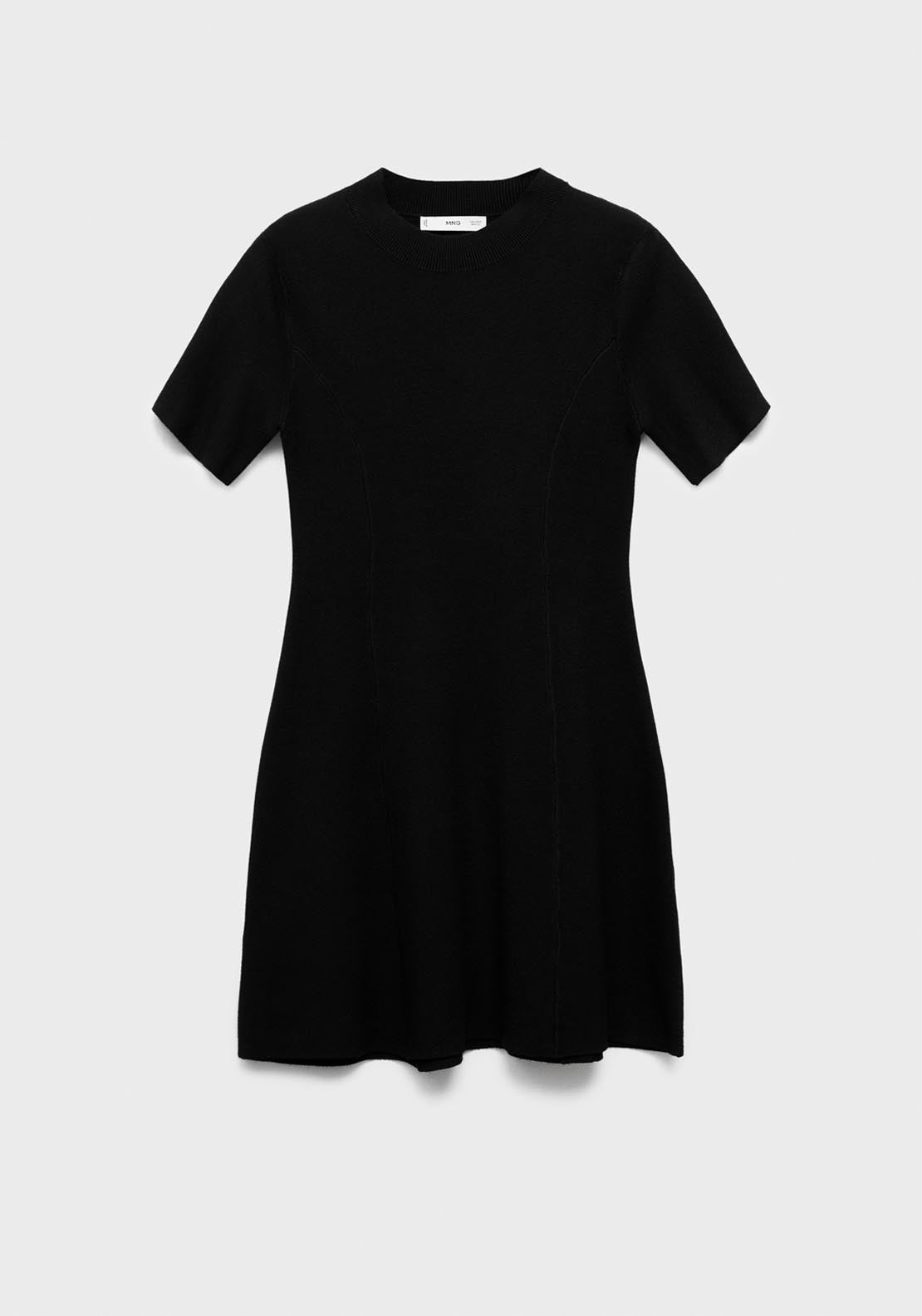 Mango Fine Knit Flared Dress - Black 5 Shaws Department Stores