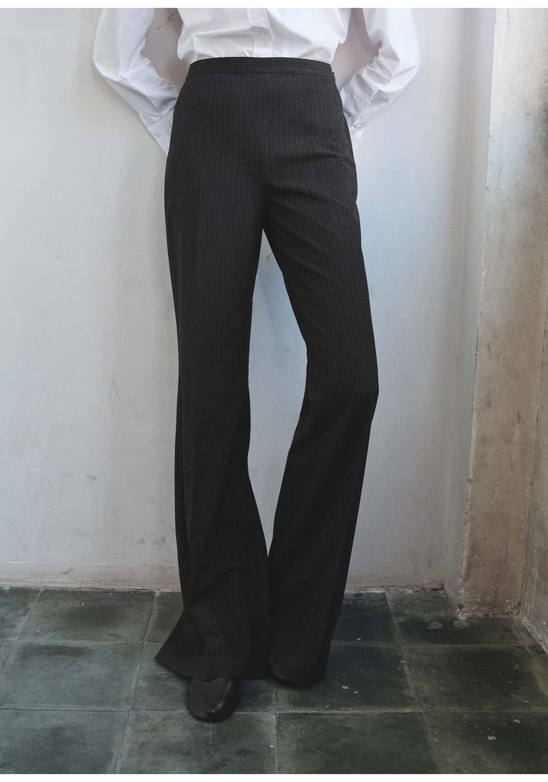 Pinstripe Suit Trousers - Grey