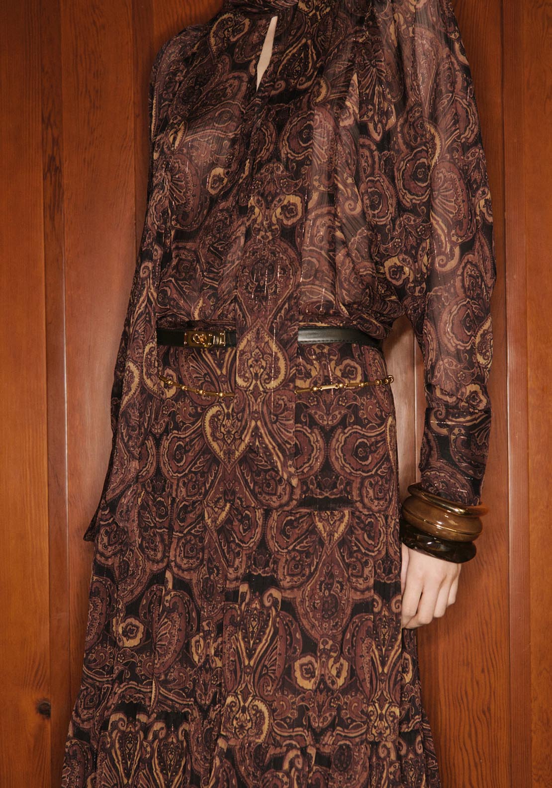 Mango Paisley Print Blouse With Foulard - Brown 3 Shaws Department Stores