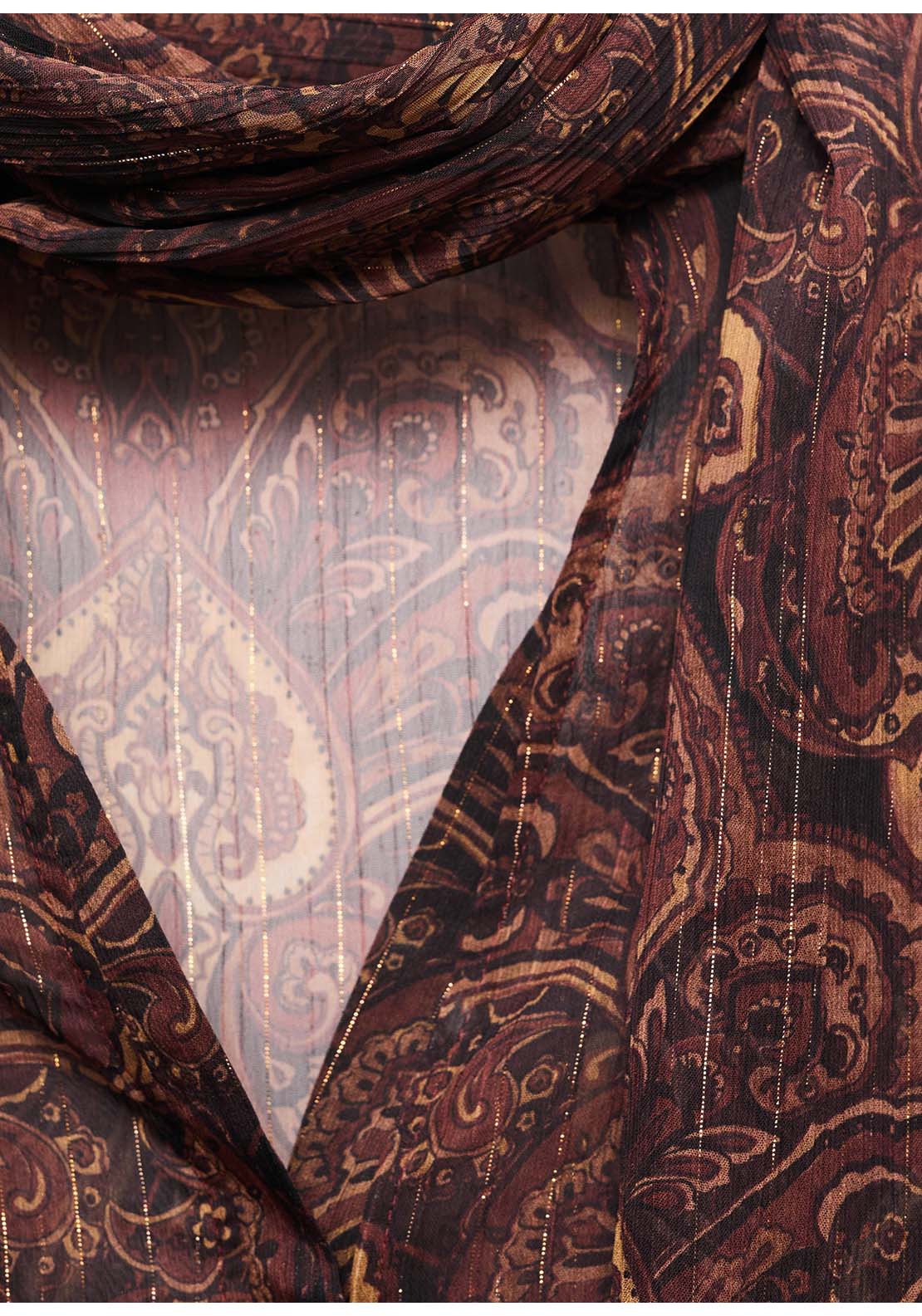Paisley Print Blouse With Foulard - Brown
