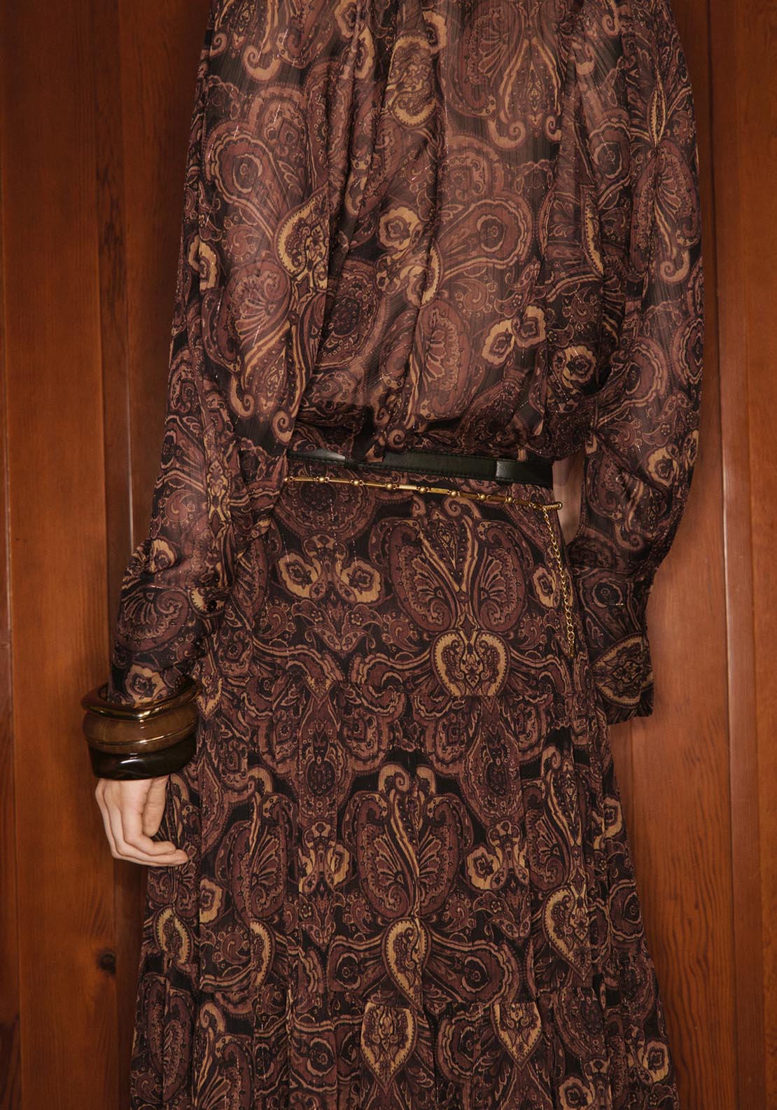 Mango Paisley Print Blouse With Foulard - Brown 2 Shaws Department Stores