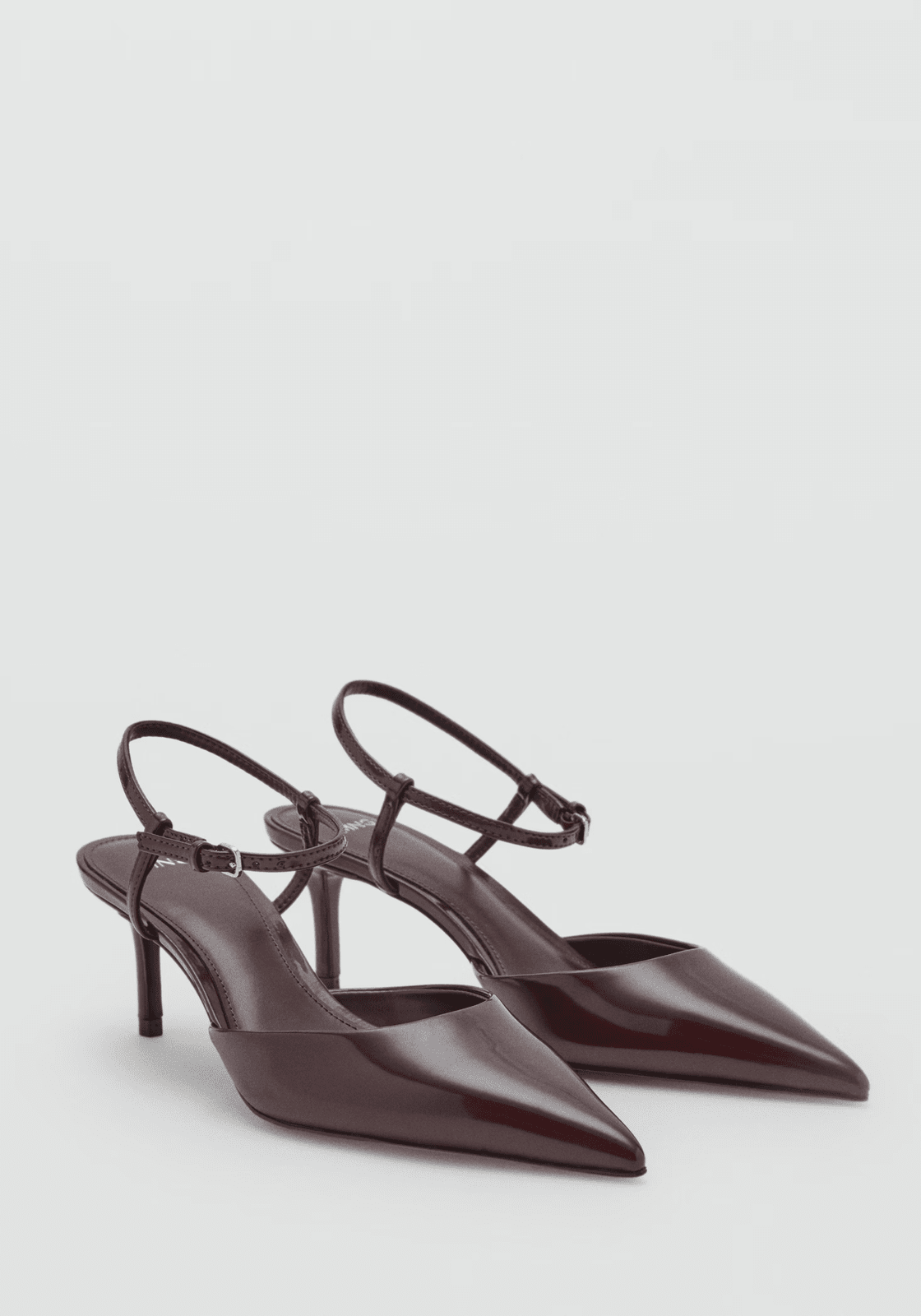 Mango Kitten Heeled Shoes With Ankle Strap - Burgundy 1 Shaws Department Stores