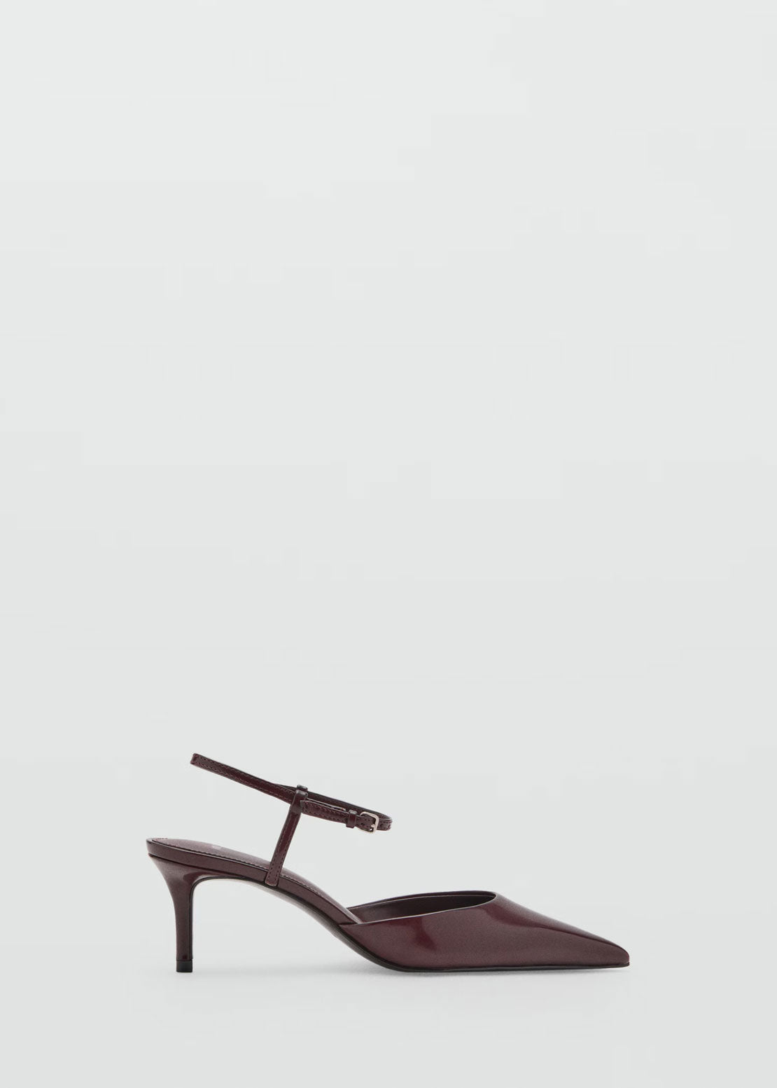 Mango Kitten Heeled Shoes With Ankle Strap - Burgundy 1 Shaws Department Stores