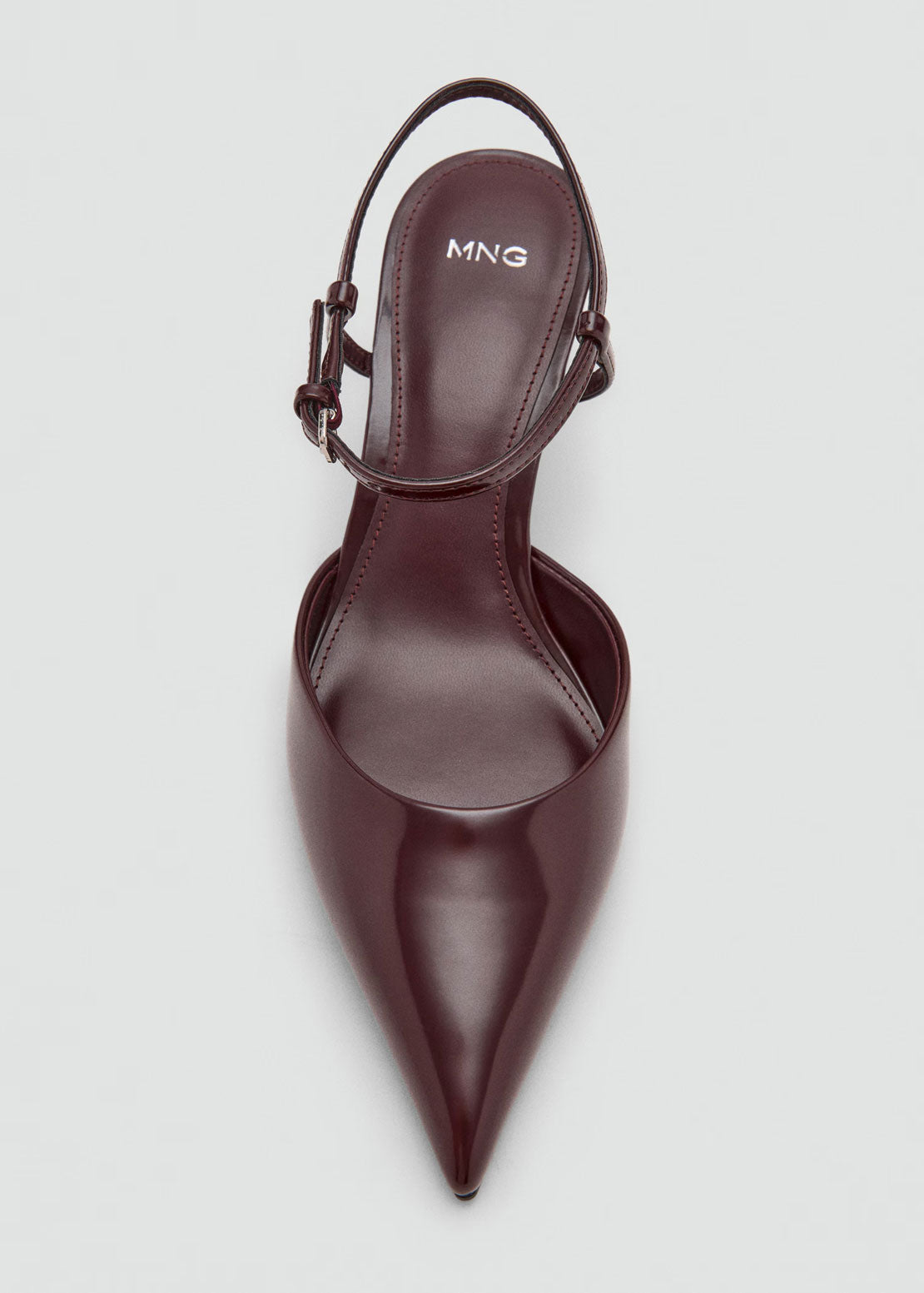 Mango Kitten Heeled Shoes With Ankle Strap - Burgundy 5 Shaws Department Stores