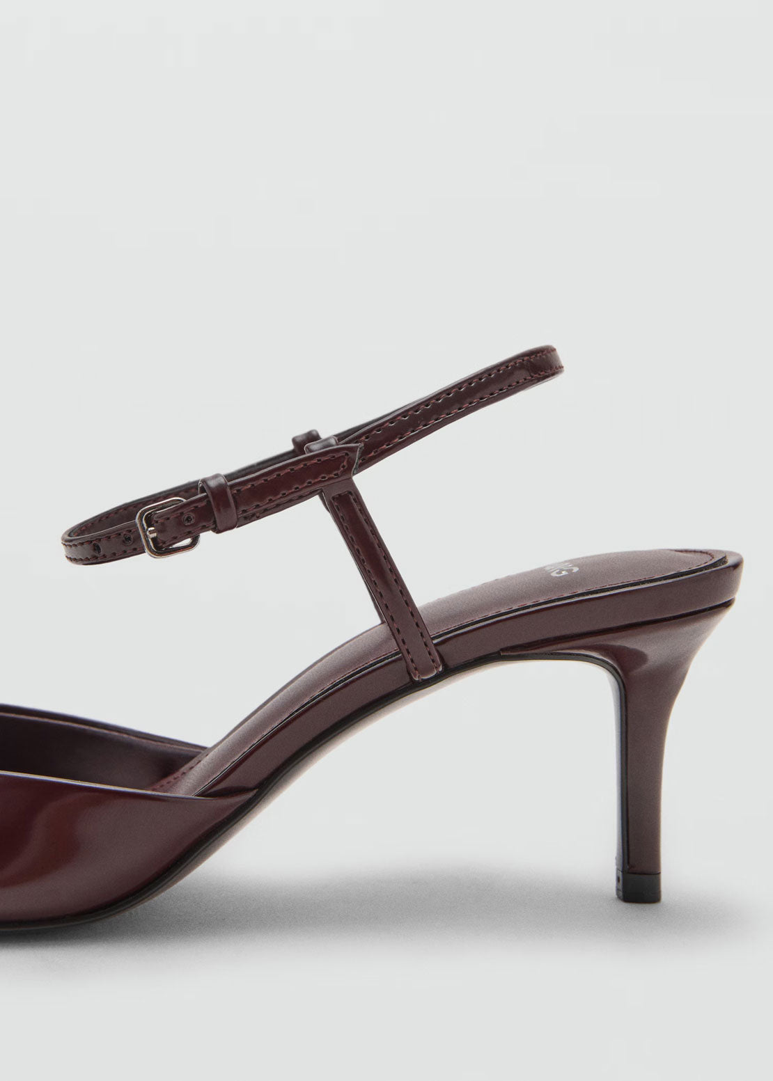 Mango Kitten Heeled Shoes With Ankle Strap - Burgundy 4 Shaws Department Stores
