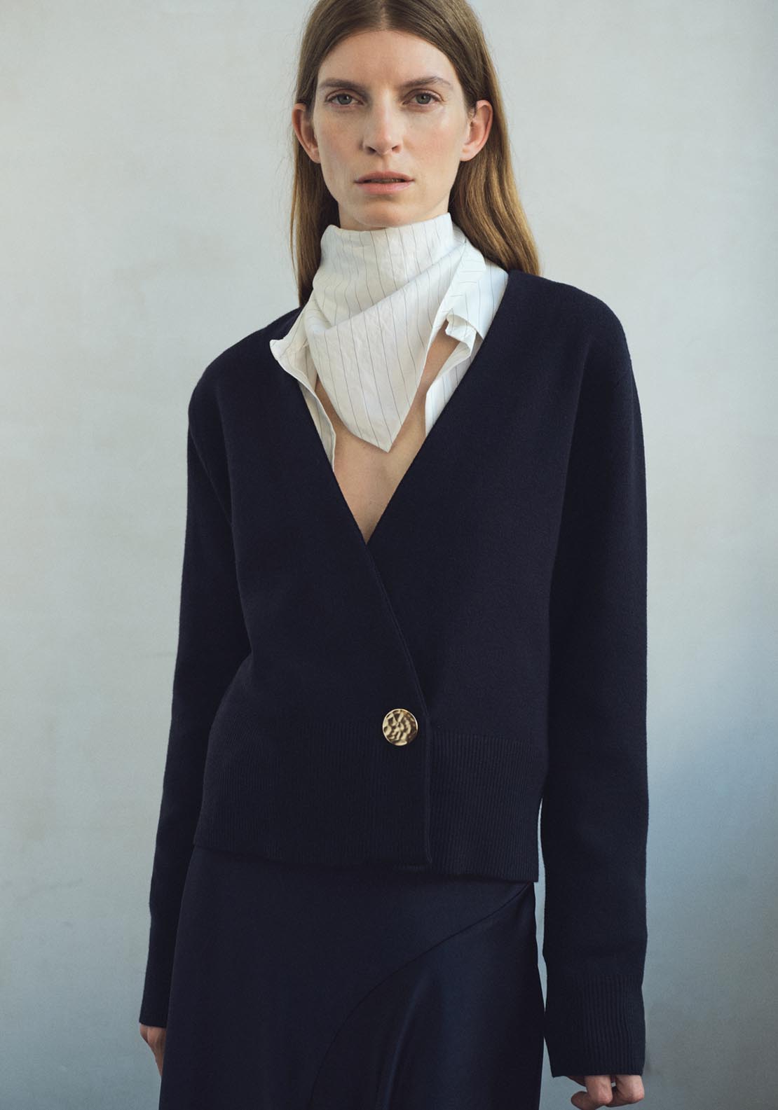 Mango Cross Over Cardigan With Jewel Button - Brown 1 Shaws Department Stores