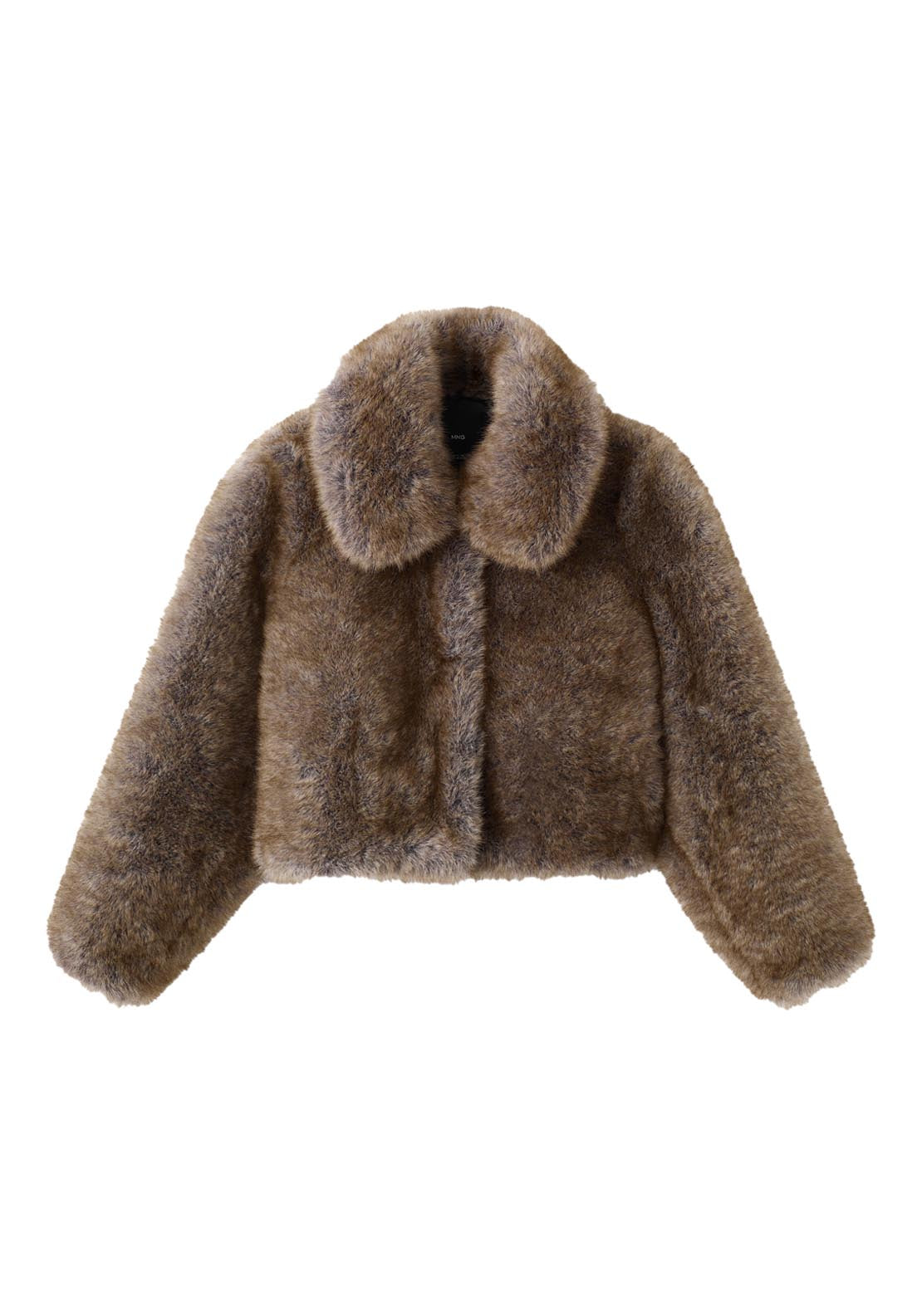 Mango Faux Fur Cropped Jacket - Brown 8 Shaws Department Stores