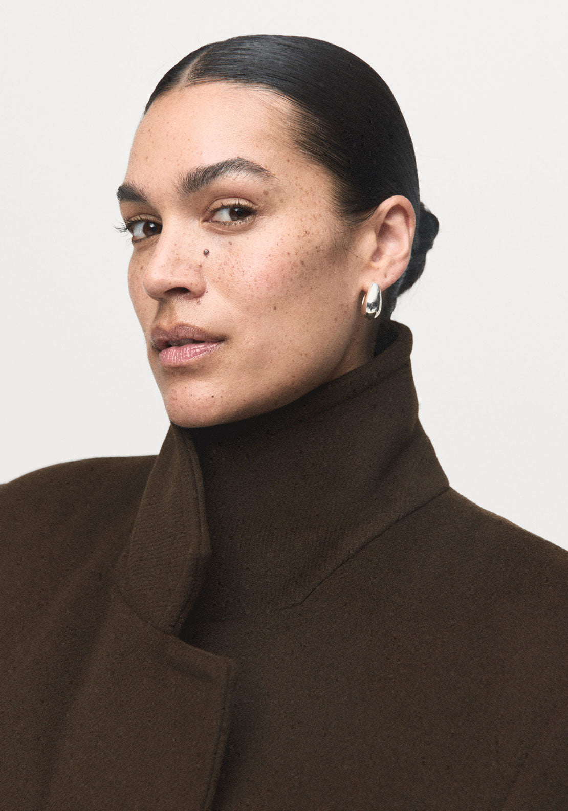 Double Breasted Wool Coat - Beige / Green