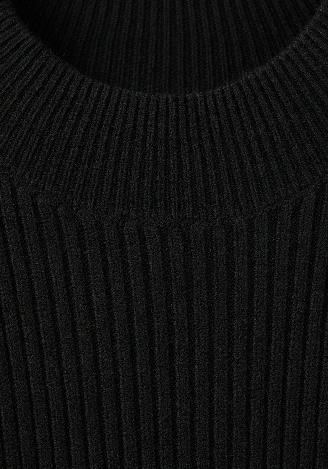 Cable Knit Fabric Dress - Black
