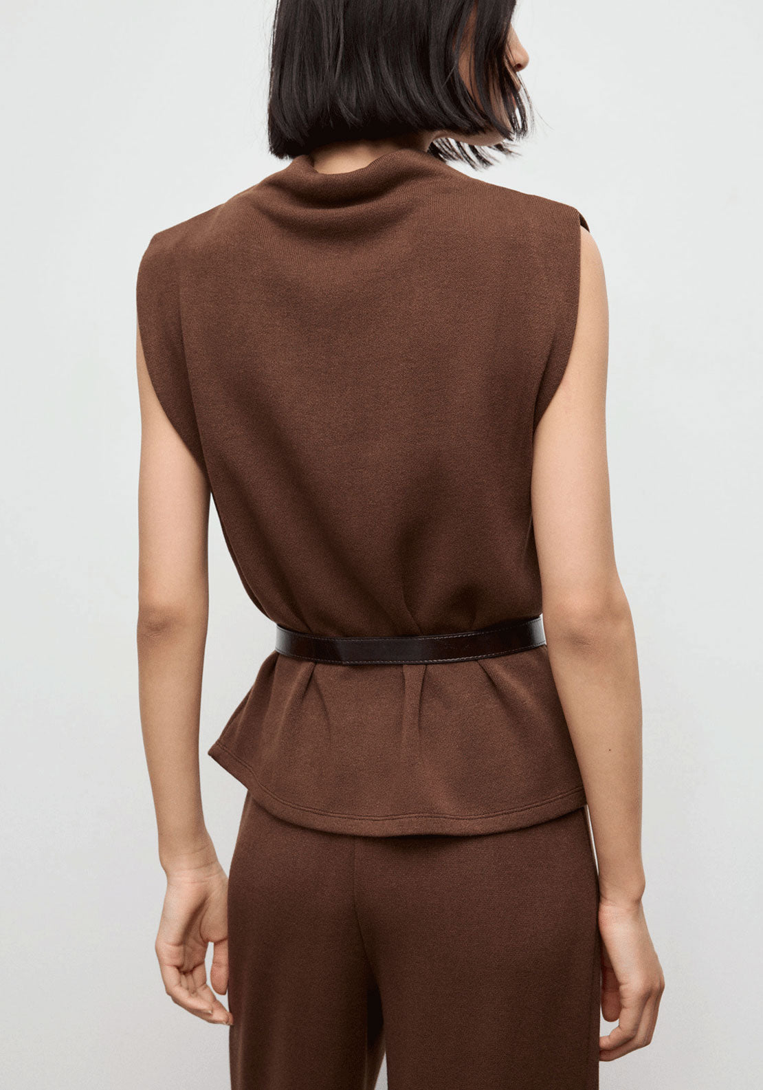 Draped Neck Top - Brown