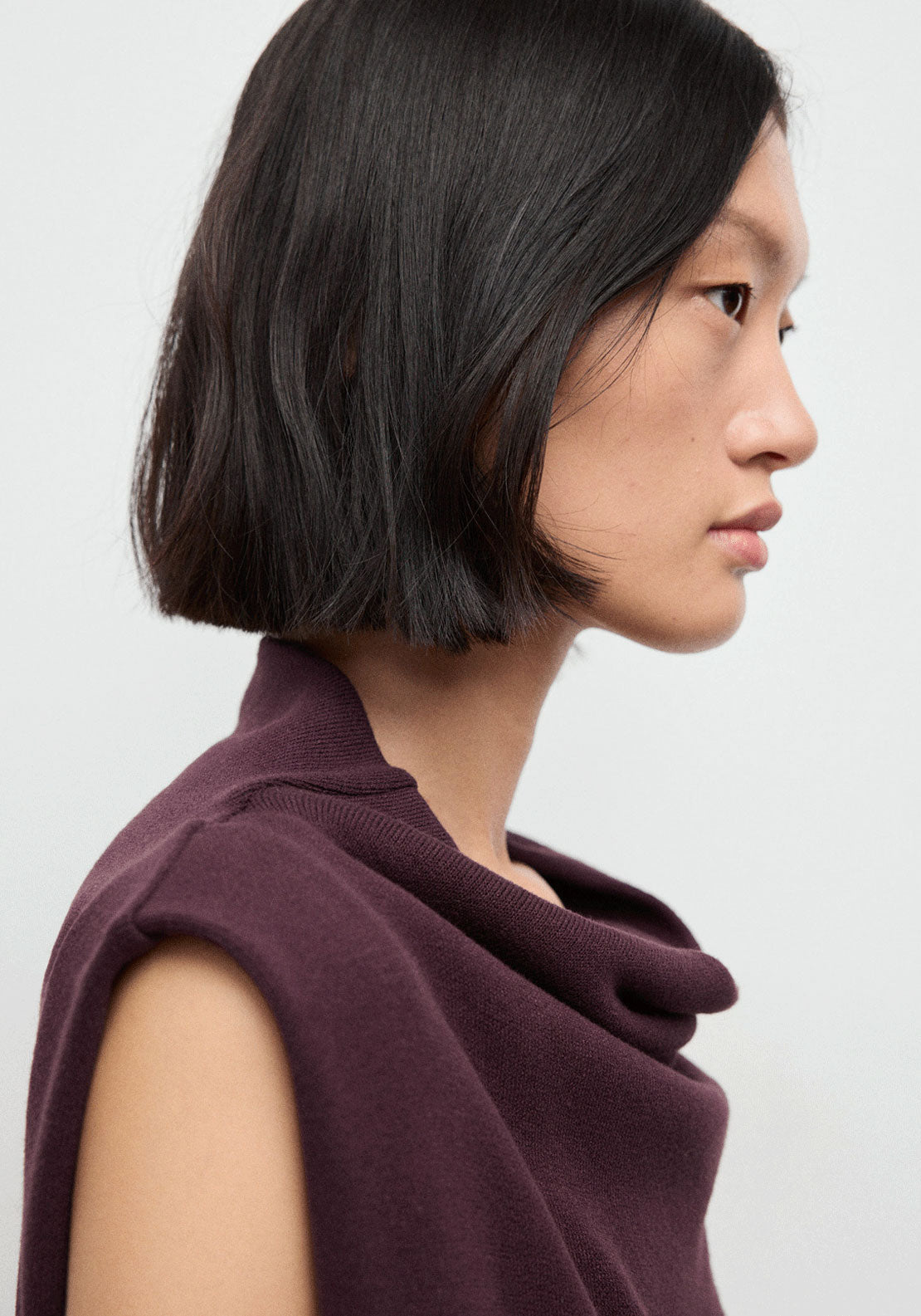 Draped Neck Top - Burgundy
