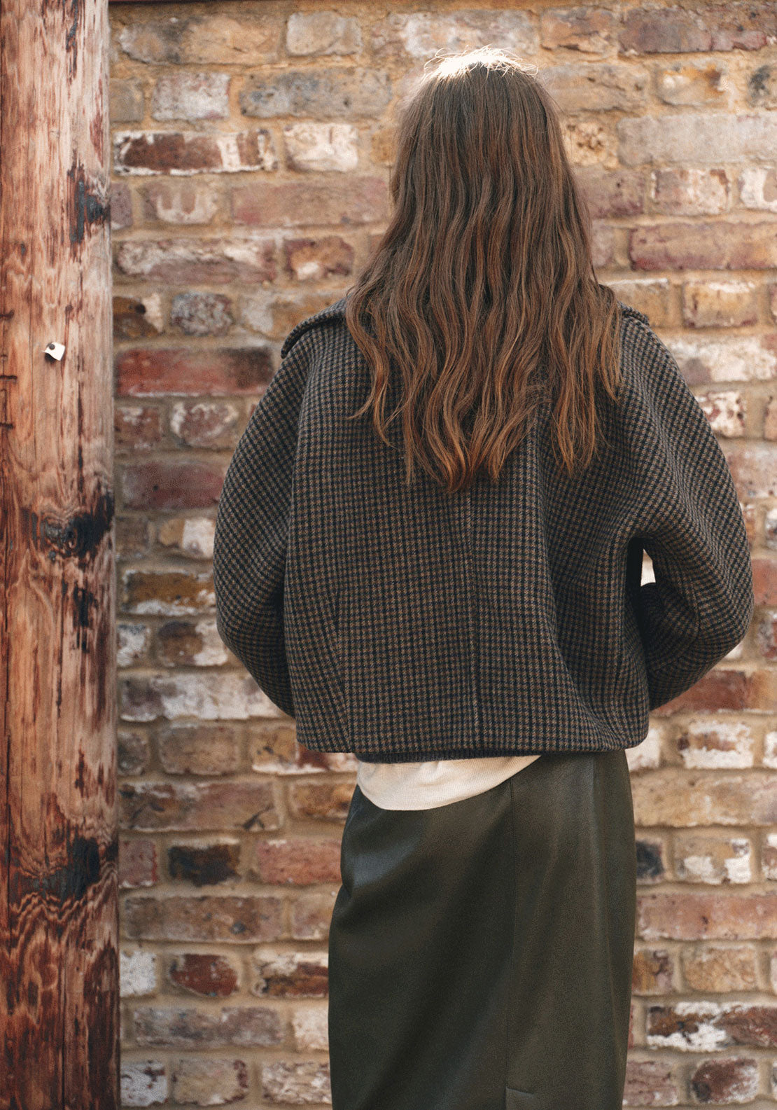 Houndstooth Wool Jacket - Brown
