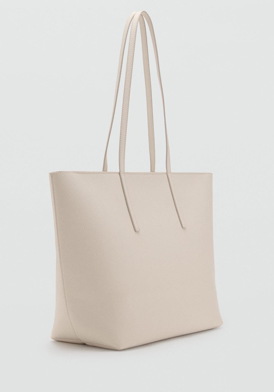 Mango Tote Bag Maribel - Beige 2 Shaws Department Stores