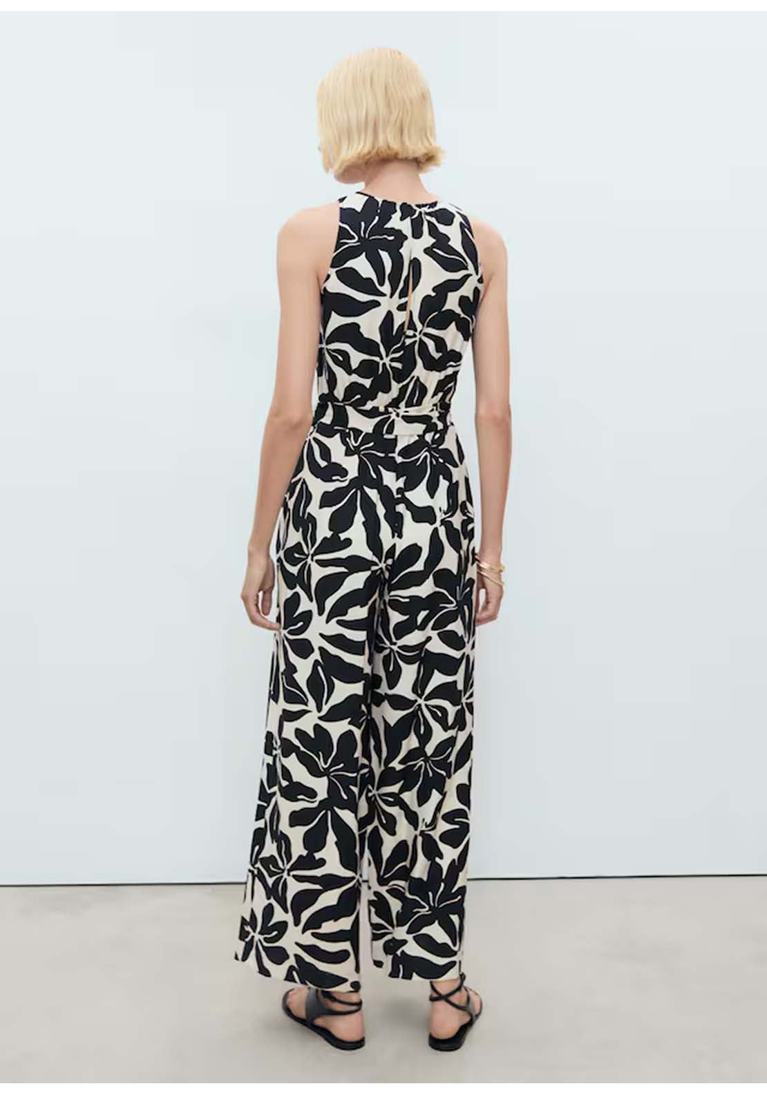 Mango Belt Printed Jumpsuit - Black 2 Shaws Department Stores